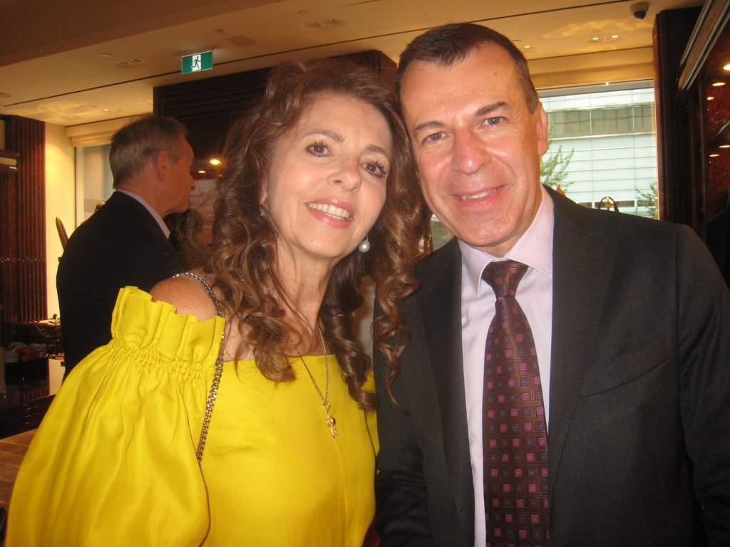 Bianca Fusco Zanatta with the new French Con. gen. Philippe Sutter at Stefano Ricci reception.