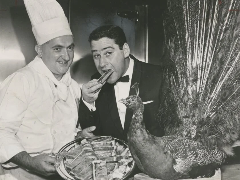 A vintage late-60s photo of Alex MacGillivray with then Westin Bayshore executive chef Xavier Hetzman.