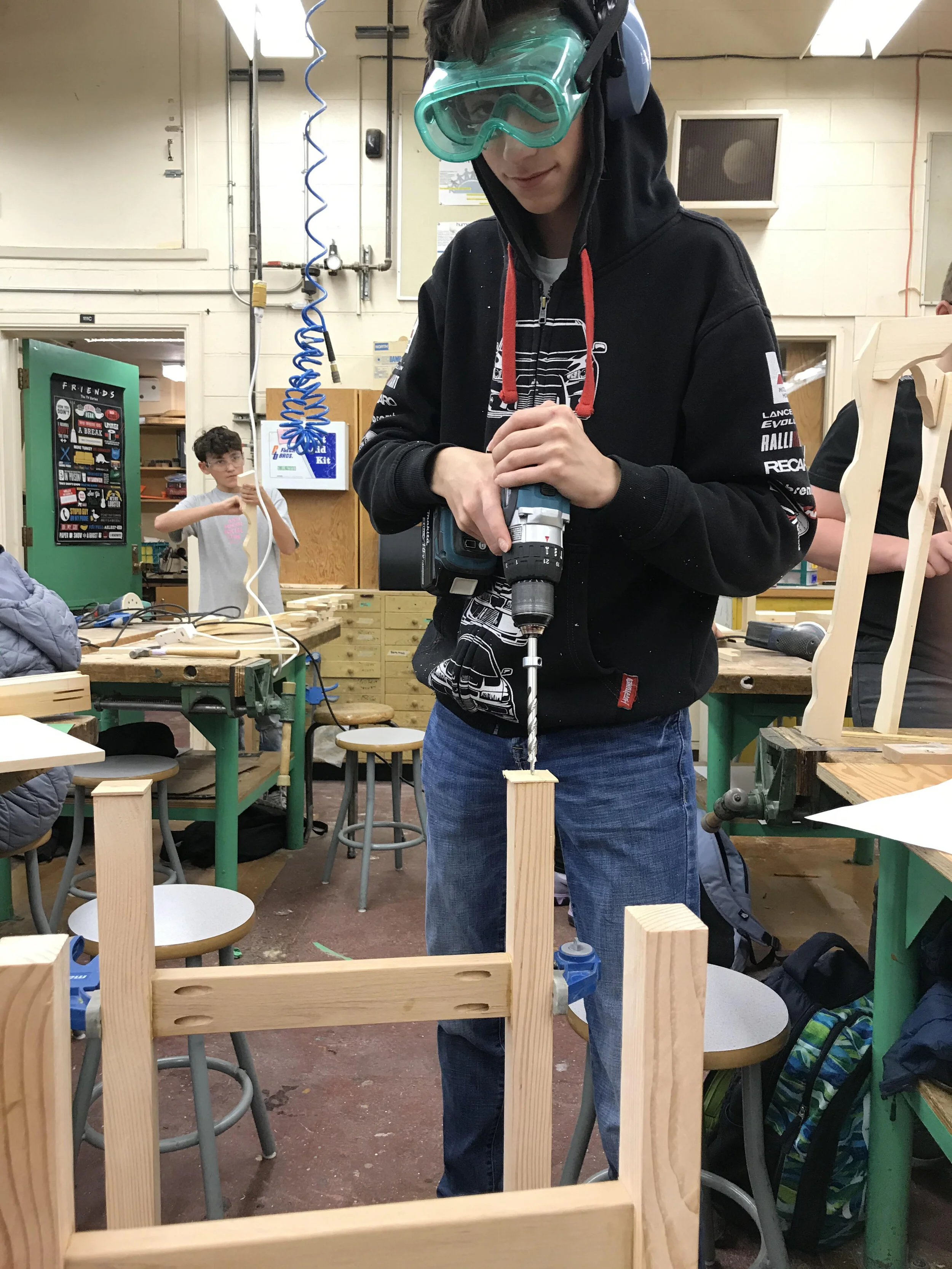 Though underfunded and short on supplies, Devon and other woodworking students are learning the craft.