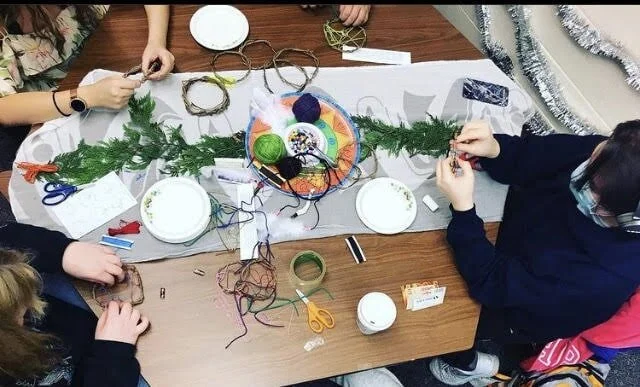 LRP progam students creating First Nations Dreamcatchers.  (click any image in TWEJ to enlarge)