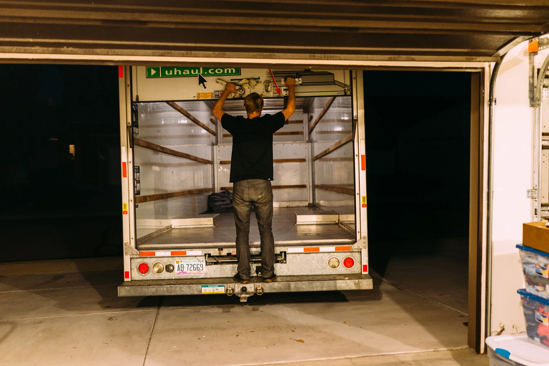 A U-Haul journey across the Rocky Mountains in Colorado (Sony RX1). 2 a.m. and we are finally unloaded. Time to drop off the Uhaul van.