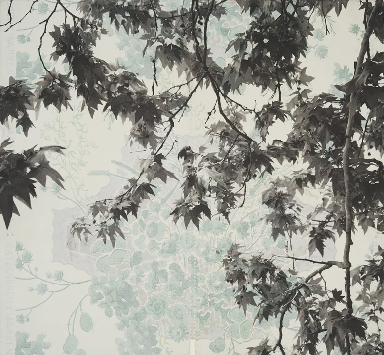 Branches and Boughs VI, 2009 Archival digital pigment print on kozo shi, vintage wallpaper 20” X 21.5”
