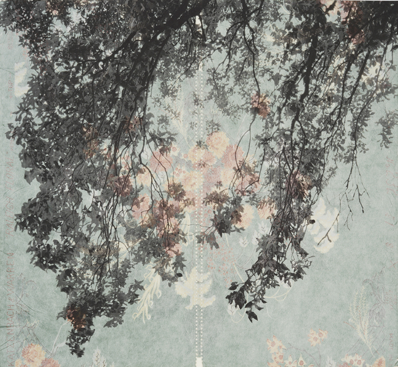    Branches and Boughs VII, &nbsp;2009   Archival digital pigment print on kozo shi, vintage wallpaper   20” X 21.5”  