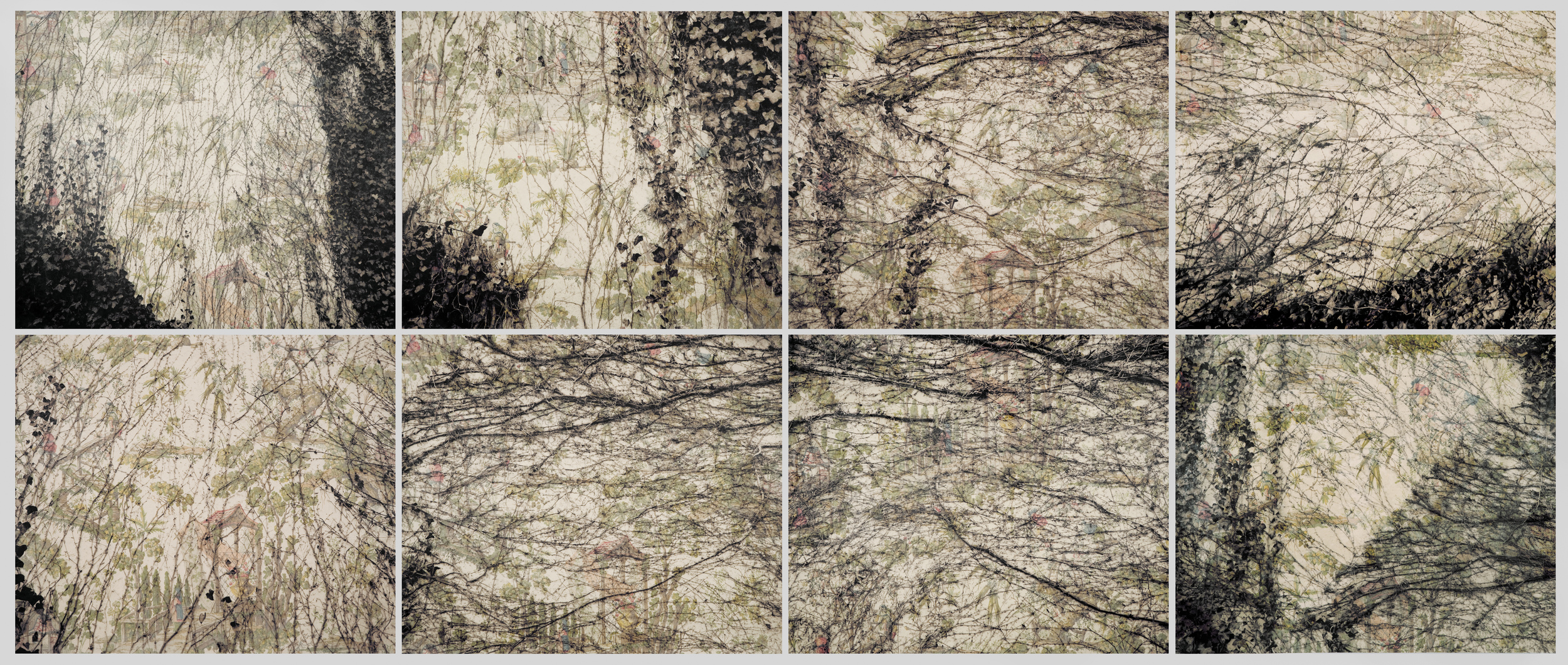    Met Vines Grid, &nbsp;2010   Archival&nbsp;pigment print on kozo shi, wallpaper, wax, 8 -&nbsp;22” X 26"   52.5" X 89.5"  