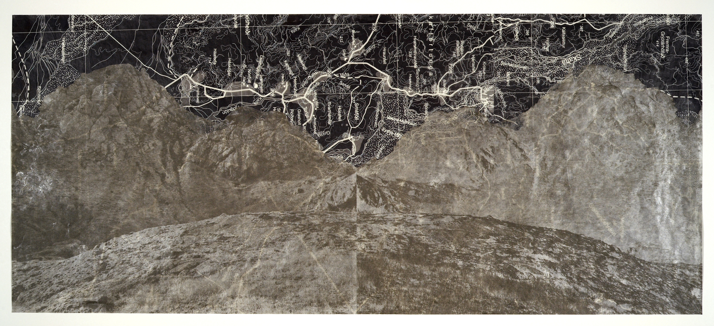    Mirror Mountains, &nbsp;2007   Photogravure, digital pigment print,&nbsp;wax,&nbsp;in layers   18” X 50"  