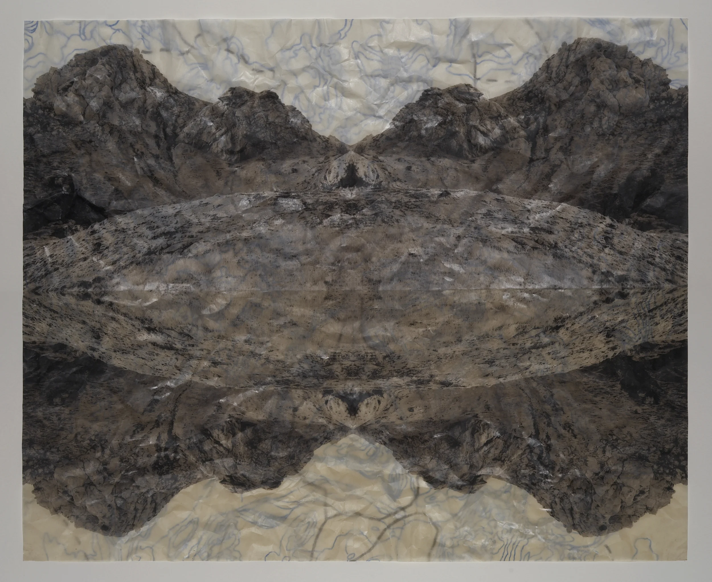 Pyroclasitite Positive, 2006 Digital pigment print on gampi, oil paint and wax in layers 22” X 27"