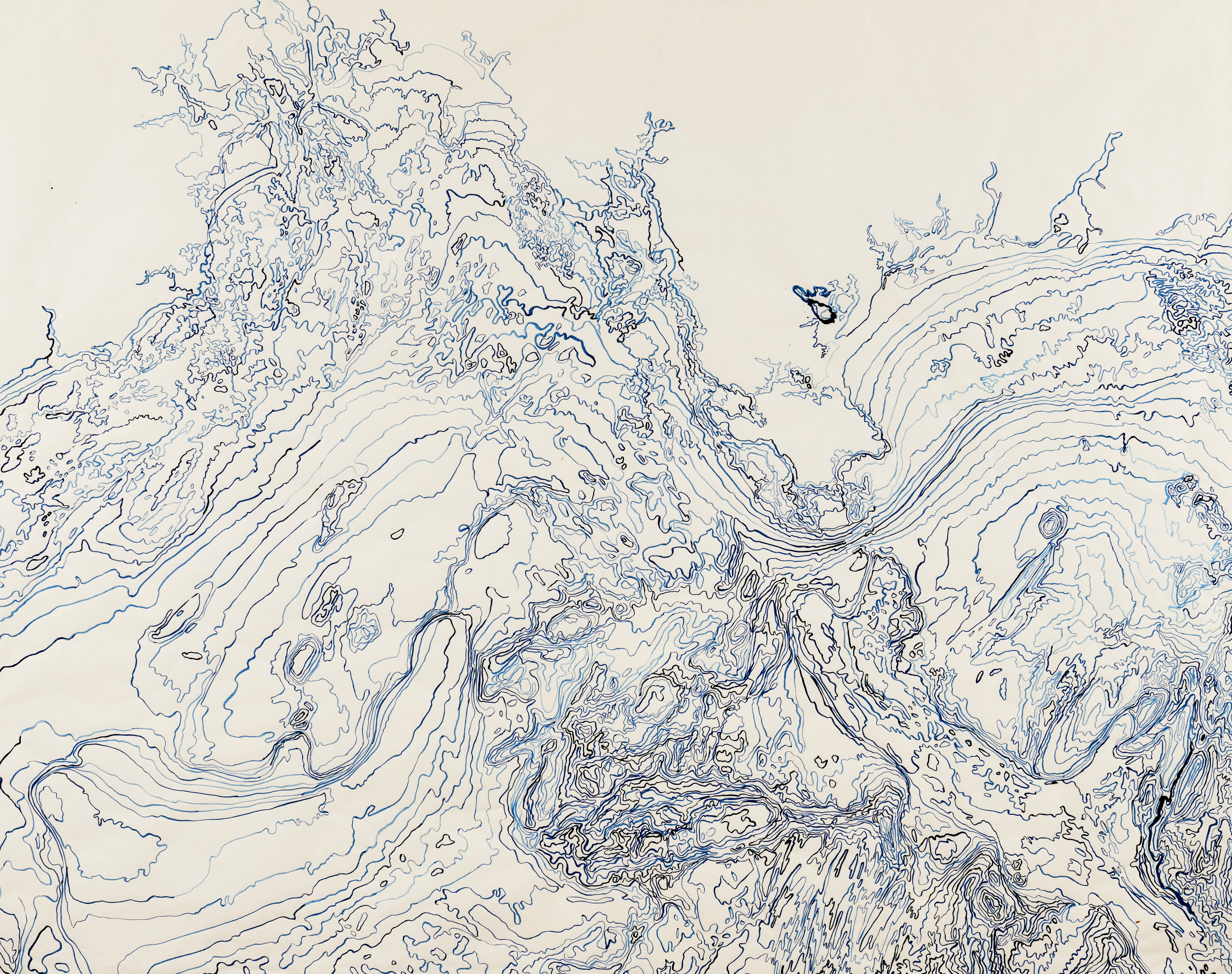    Bathymetric I, &nbsp;2013  Brush and ink on kozo shi 46.5” X 57.5" 