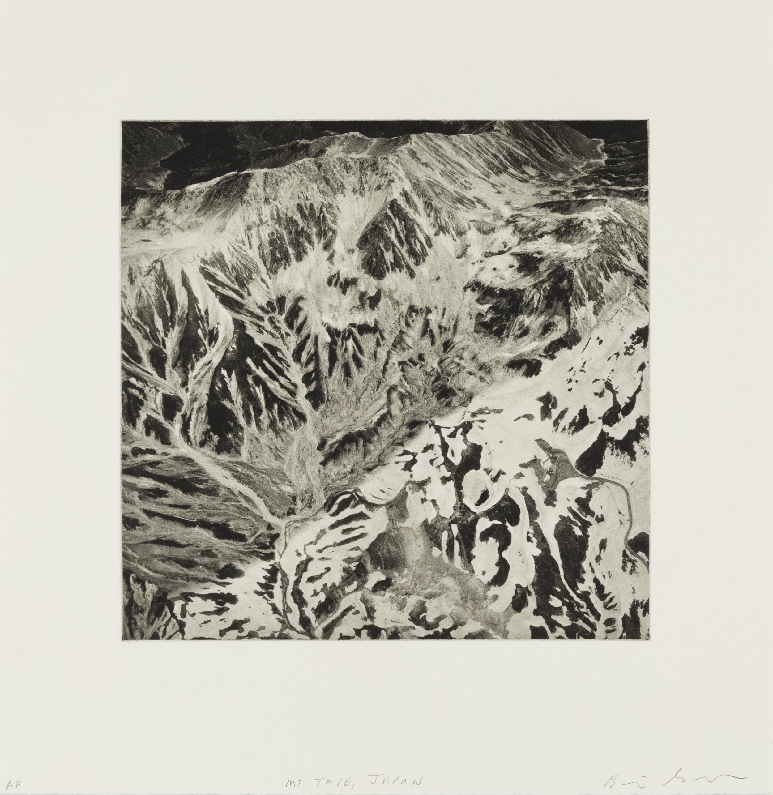    Mount Tate, Japan, 2019    Copperplate photogravure etching on cotton rag paper, plate size; 10.6” x 10.6”, paper size; 16” x 15.5”, edition 10  