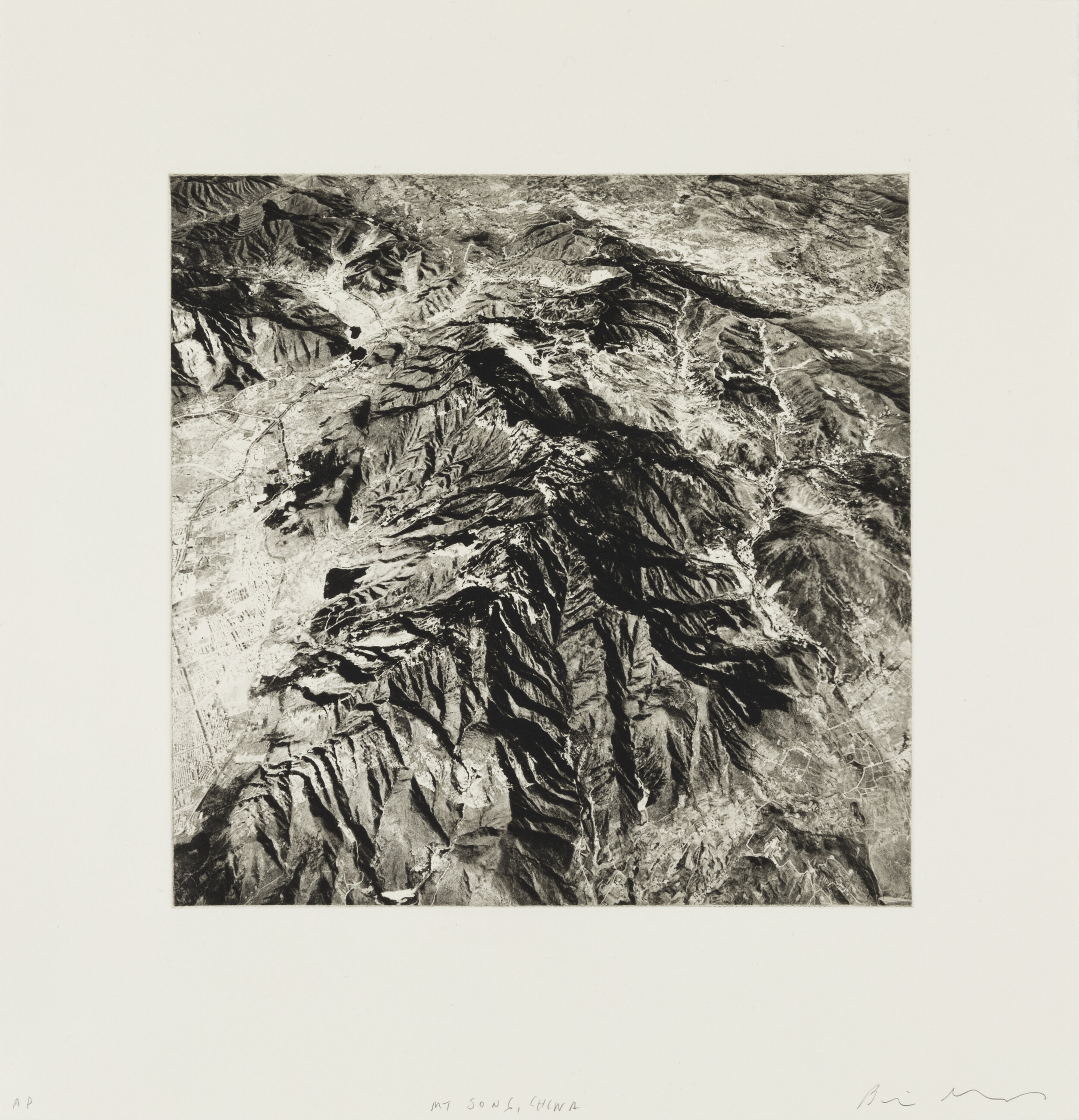    Mount Song, China, 2020   Copperplate photogravure etching on cotton rag paper, plate size; 10.6” x 10.6”, paper size; 16” x 15.5”, edition 10  