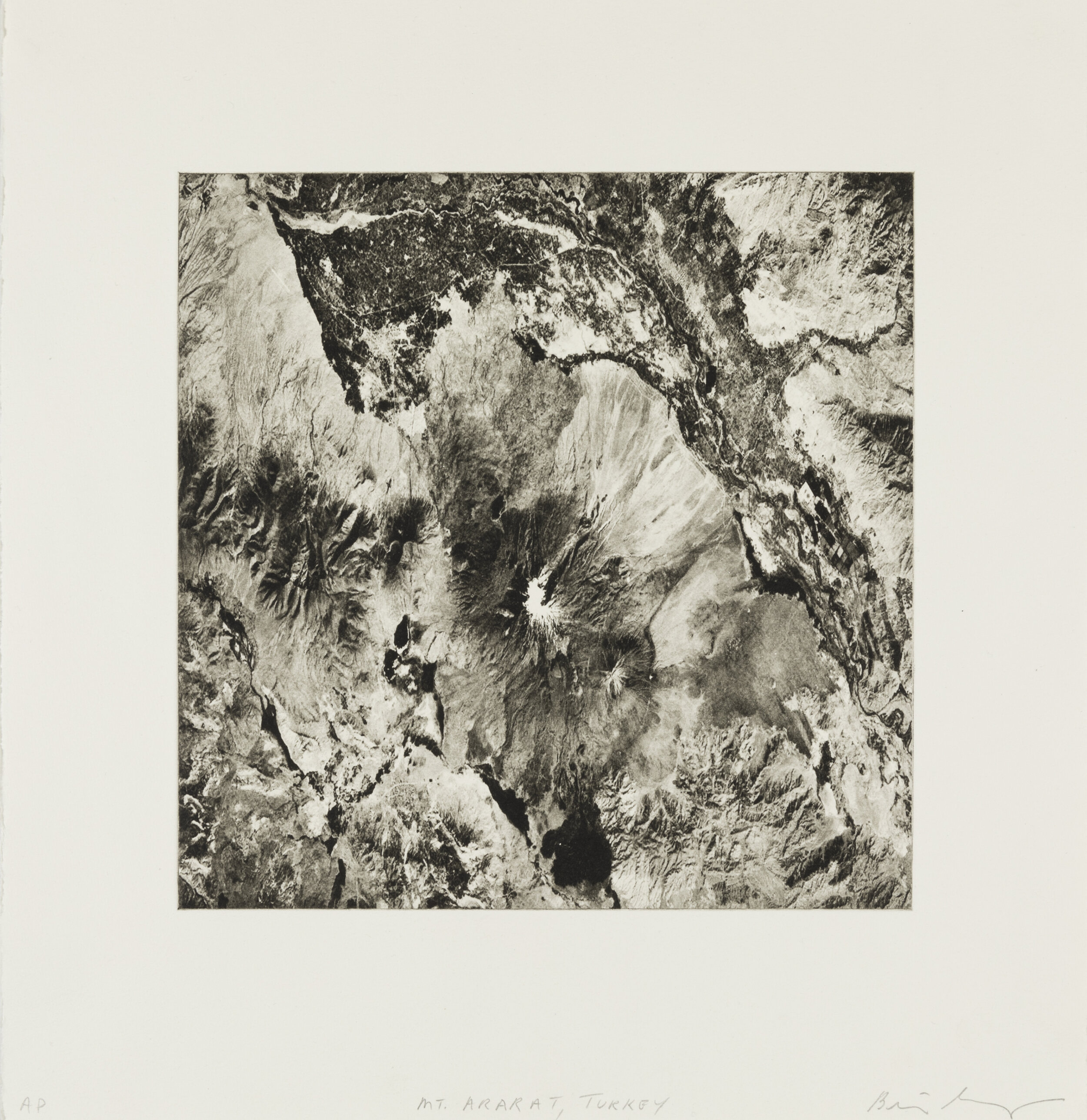    Mount Ararat, Turkey, 2019    Copperplate photogravure etching on cotton rag paper, plate size; 10.6” x 10.6”, paper size; 16” x 15.5”, edition 10  