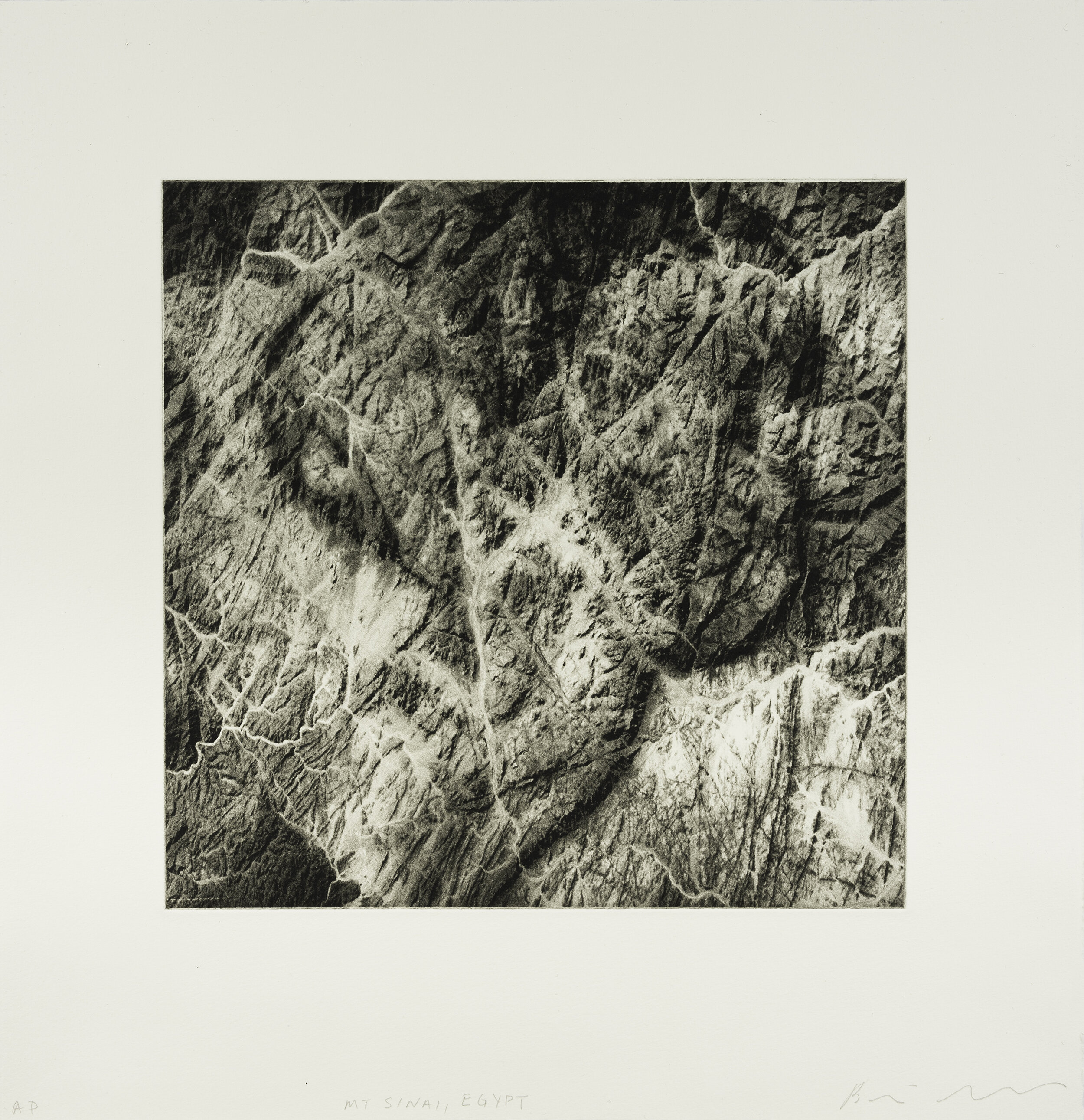    Mount Sinai, Egypt, 2019   Copperplate photogravure etching on cotton rag paper, plate size; 10.6” x 10.6”, paper size; 16” x 15.5”, edition 10  