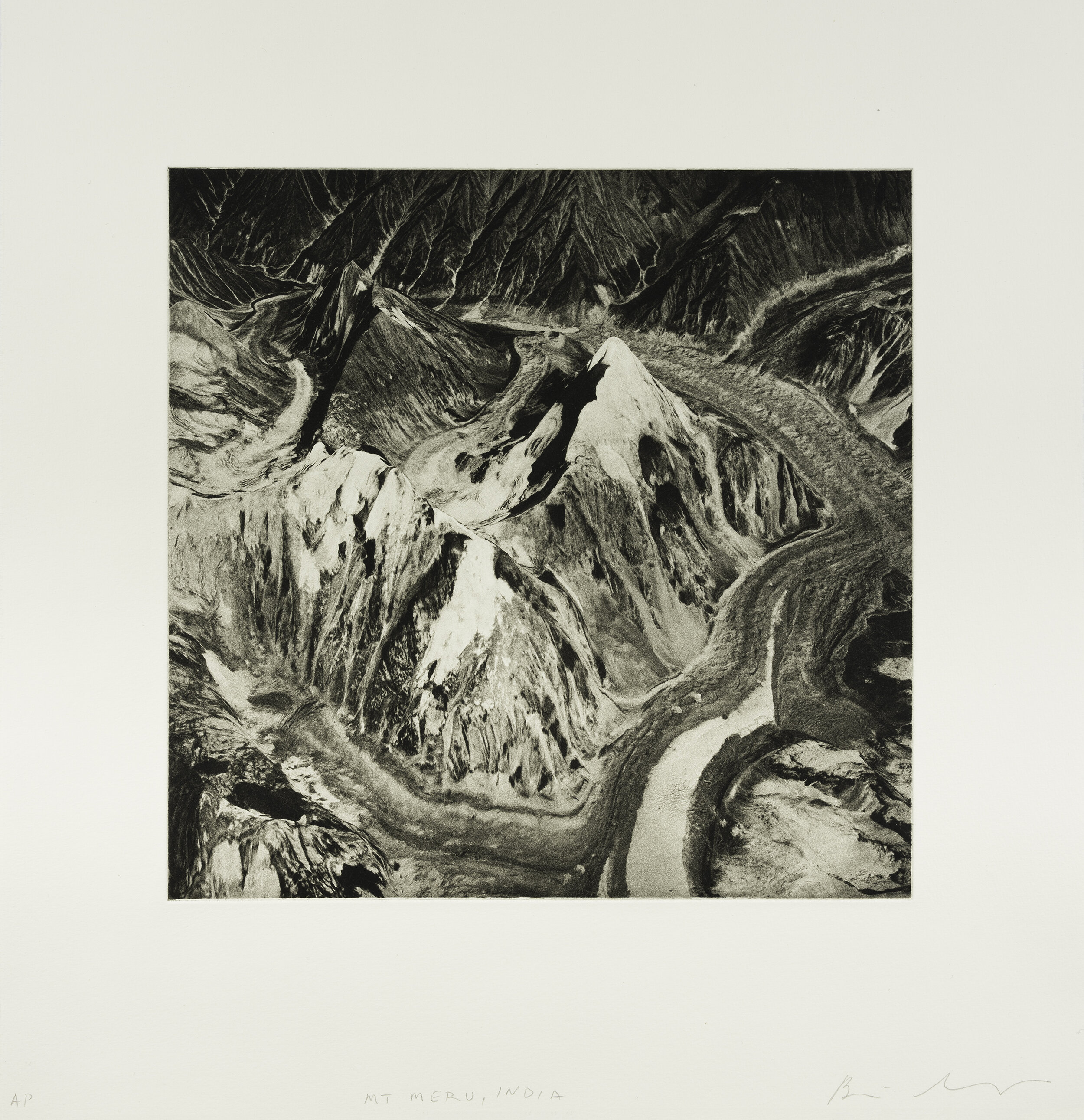    Mount Meru, India, 2019    Copperplate photogravure etching on cotton rag paper, plate size; 10.6” x 10.6”, paper size; 16” x 15.5”, edition 10  