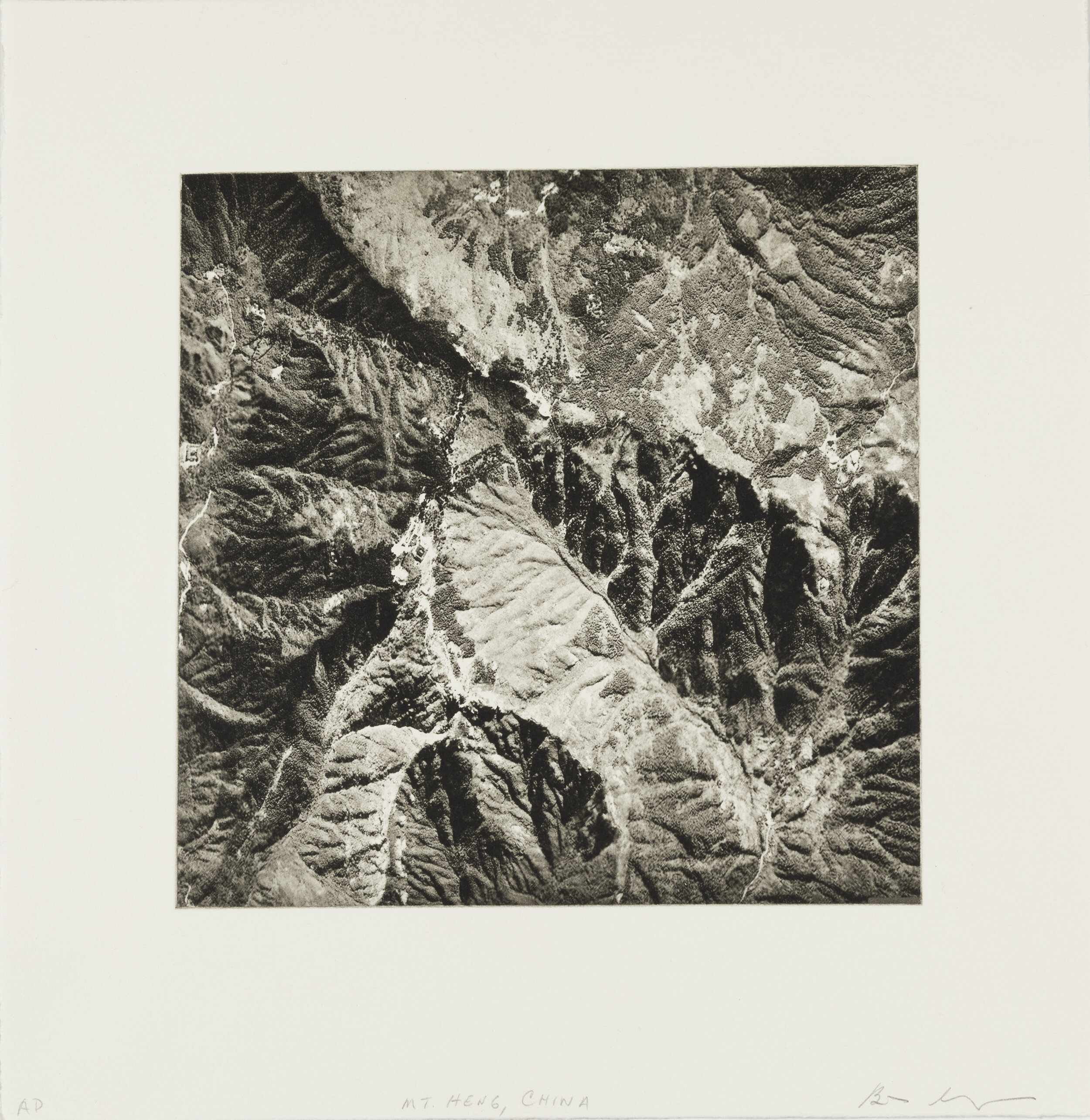    Mount Heng, Shanxi, China, 2019    Copperplate photogravure etching on cotton rag paper, plate size; 10.6” x 10.6”, paper size; 16” x 15.5”, edition 10  