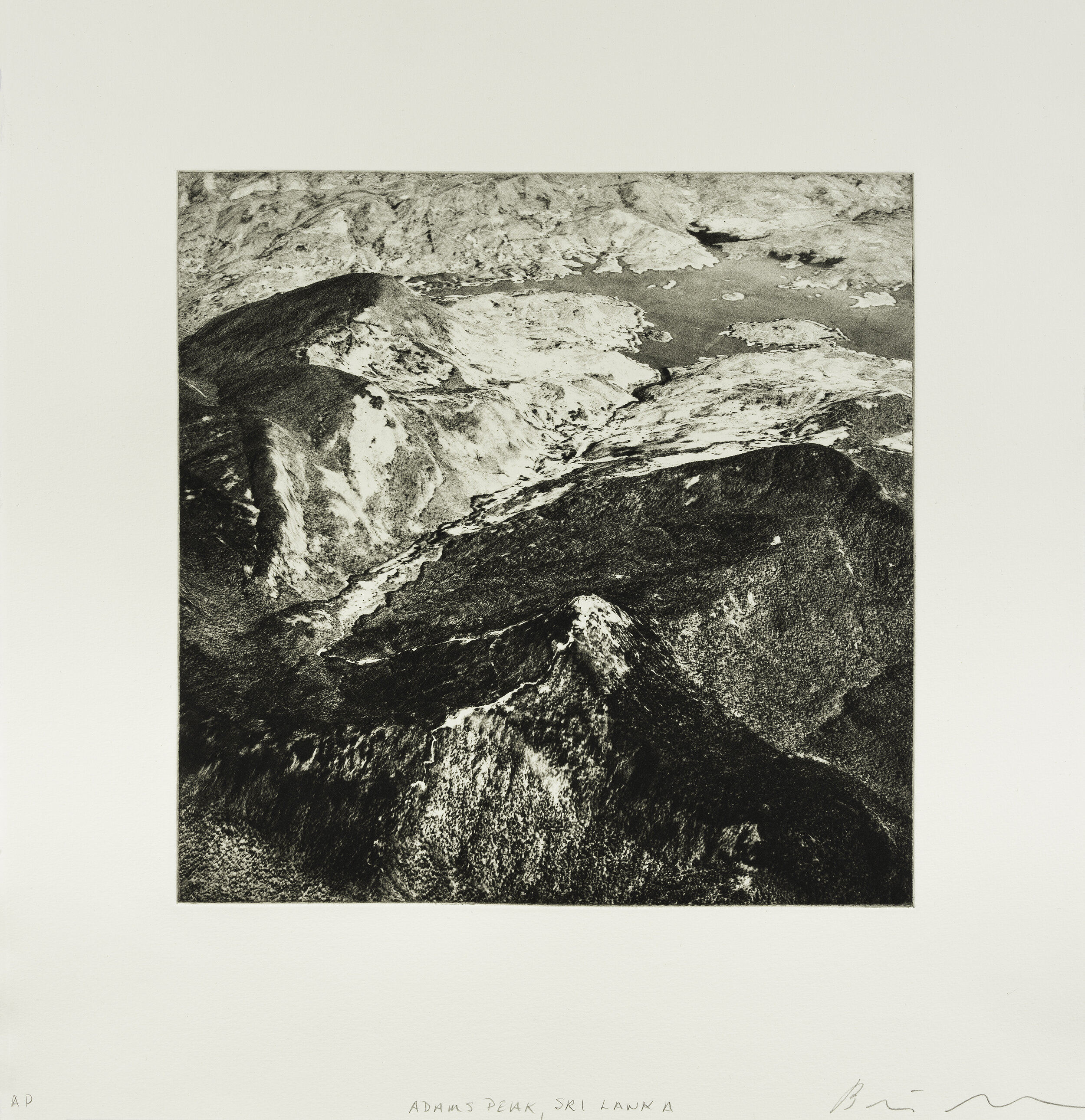    Adam’s Peak, Sri Lanka, 2020    Copperplate photogravure etching on cotton rag paper, plate size; 10.6 x 10.6, paper size; 16 x 15.5, edition 10  