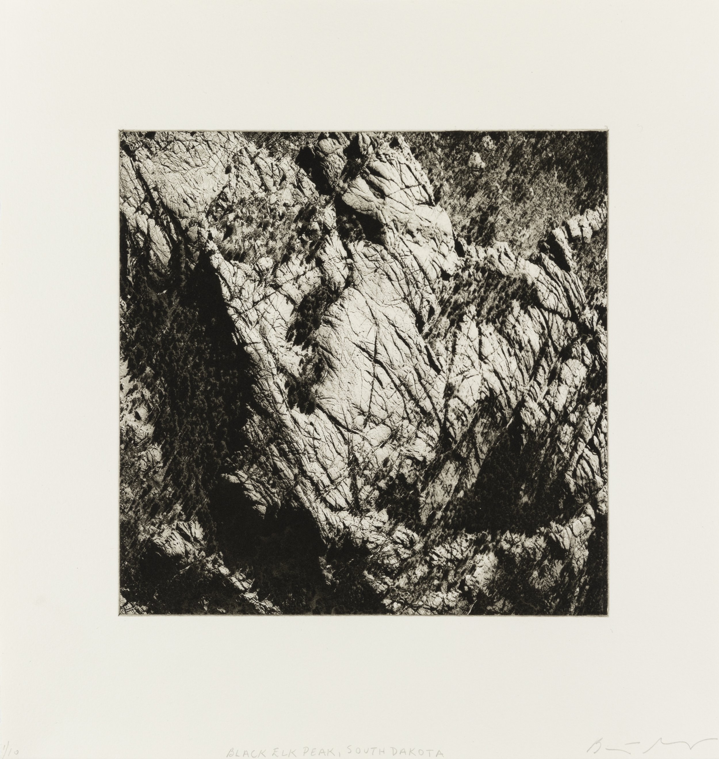    Black Elk Peak, South Dakota, 2021   Copperplate photogravure etching on cotton rag paper, plate size; 10.6 x 10.6, paper size; 16 x 15.5, edition 10  