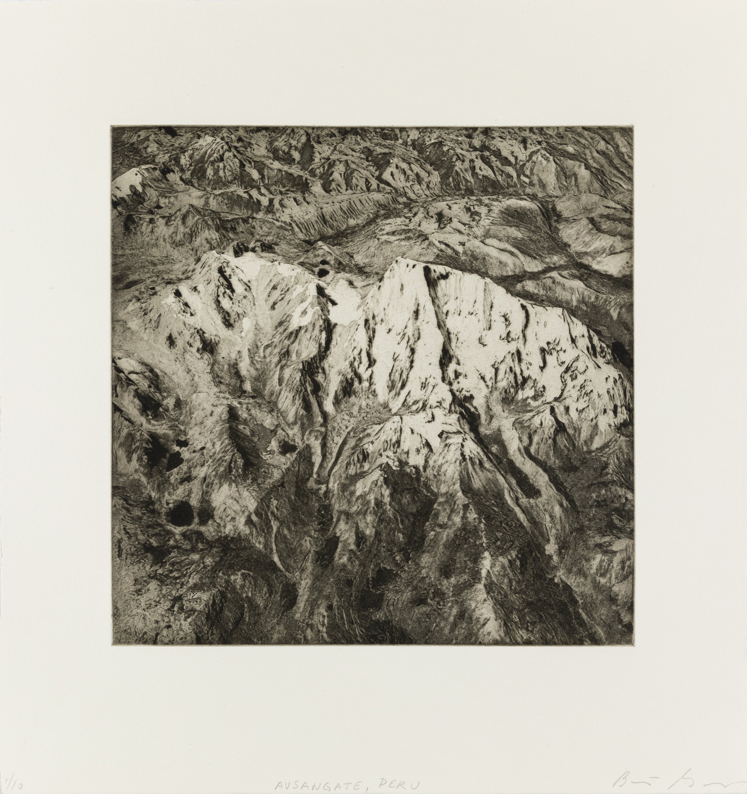    Ausangate, Peru, 2021   Copperplate photogravure etching on cotton rag paper, plate size; 10.6 x 10.6, paper size; 16 x 15.5, edition 10  