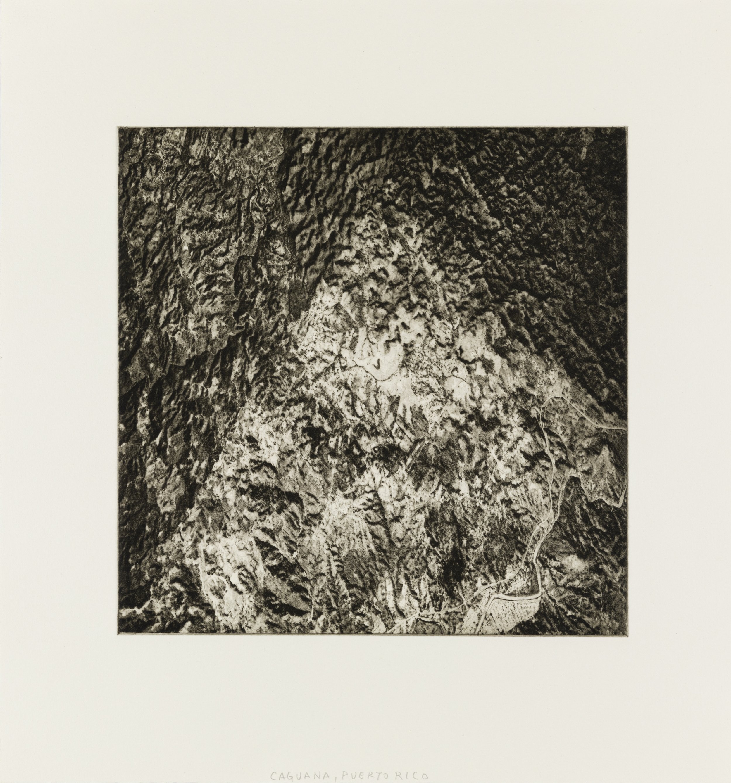    Caguana, Puerto Rico, 2022   Copperplate photogravure etching on cotton rag paper, plate size; 10.6 x 10.6, paper size; 16 x 15.5, edition 10  
