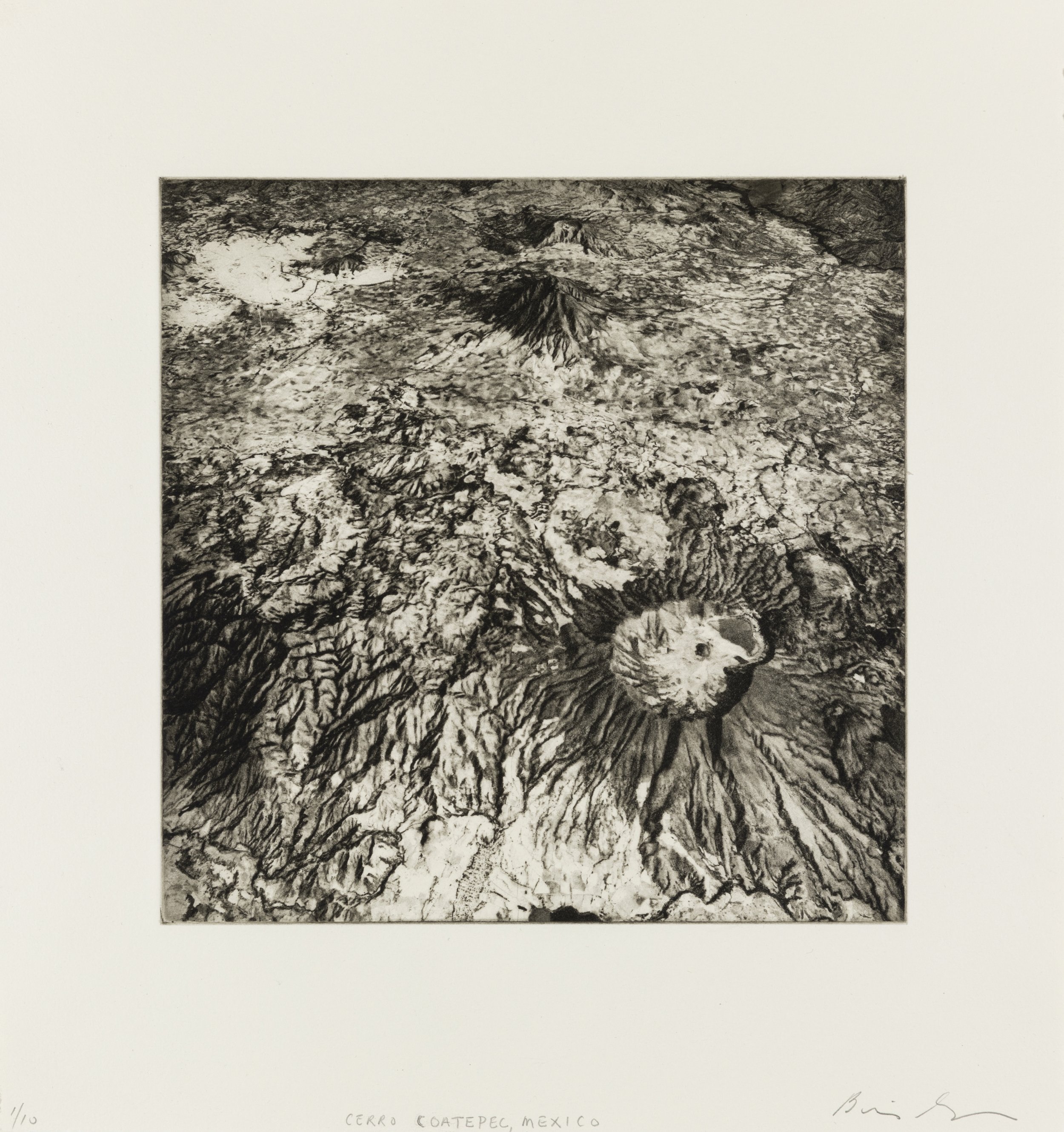    Cerro Coatepec, Mexico, 2021   Copperplate photogravure etching on cotton rag paper, plate size; 10.6 x 10.6, paper size; 16 x 15.5, edition 10  