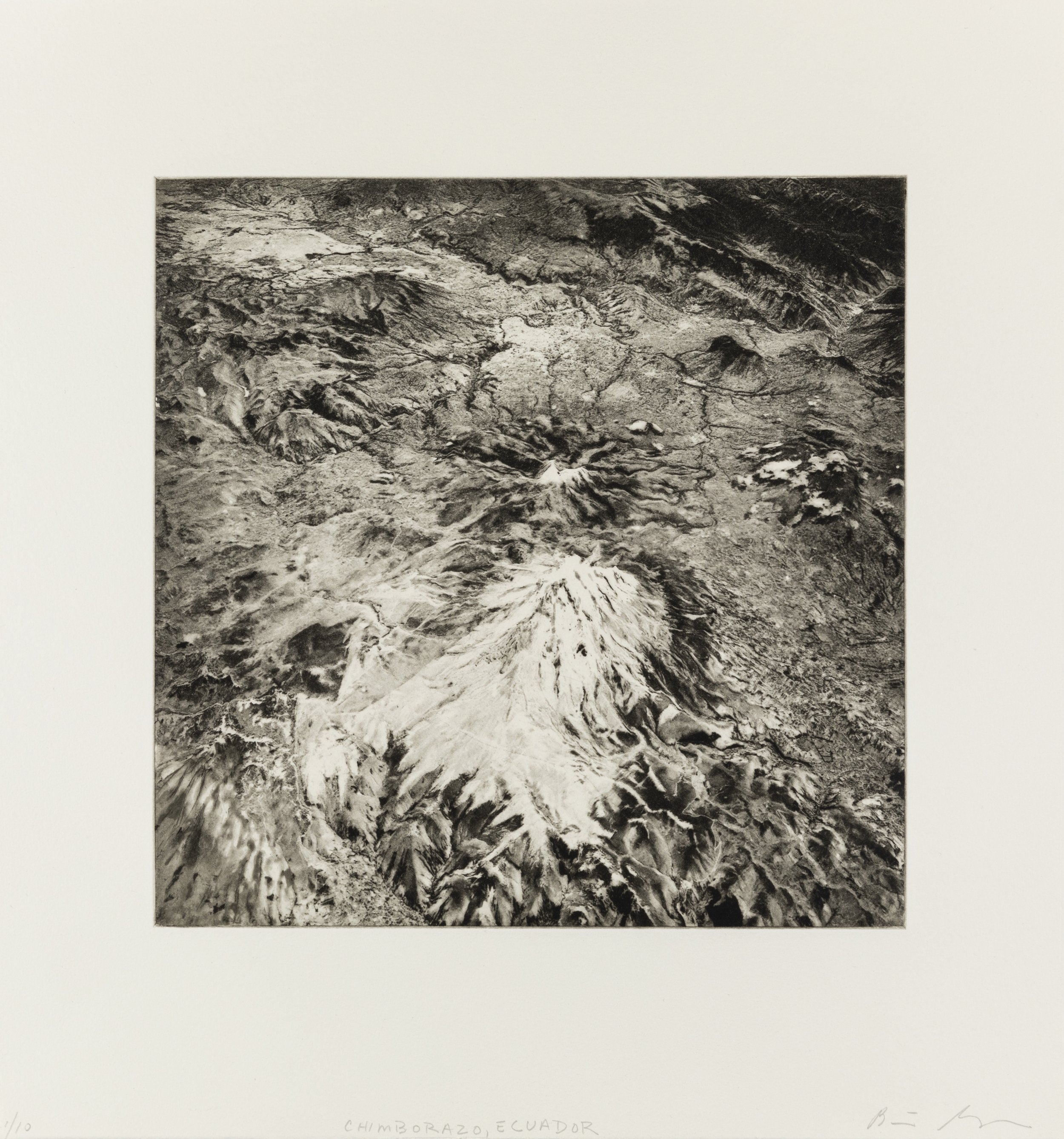    Chimborazo, Ecuador, 2021   Copperplate photogravure etching on cotton rag paper, plate size; 10.6 x 10.6, paper size; 16 x 15.5, edition 10  