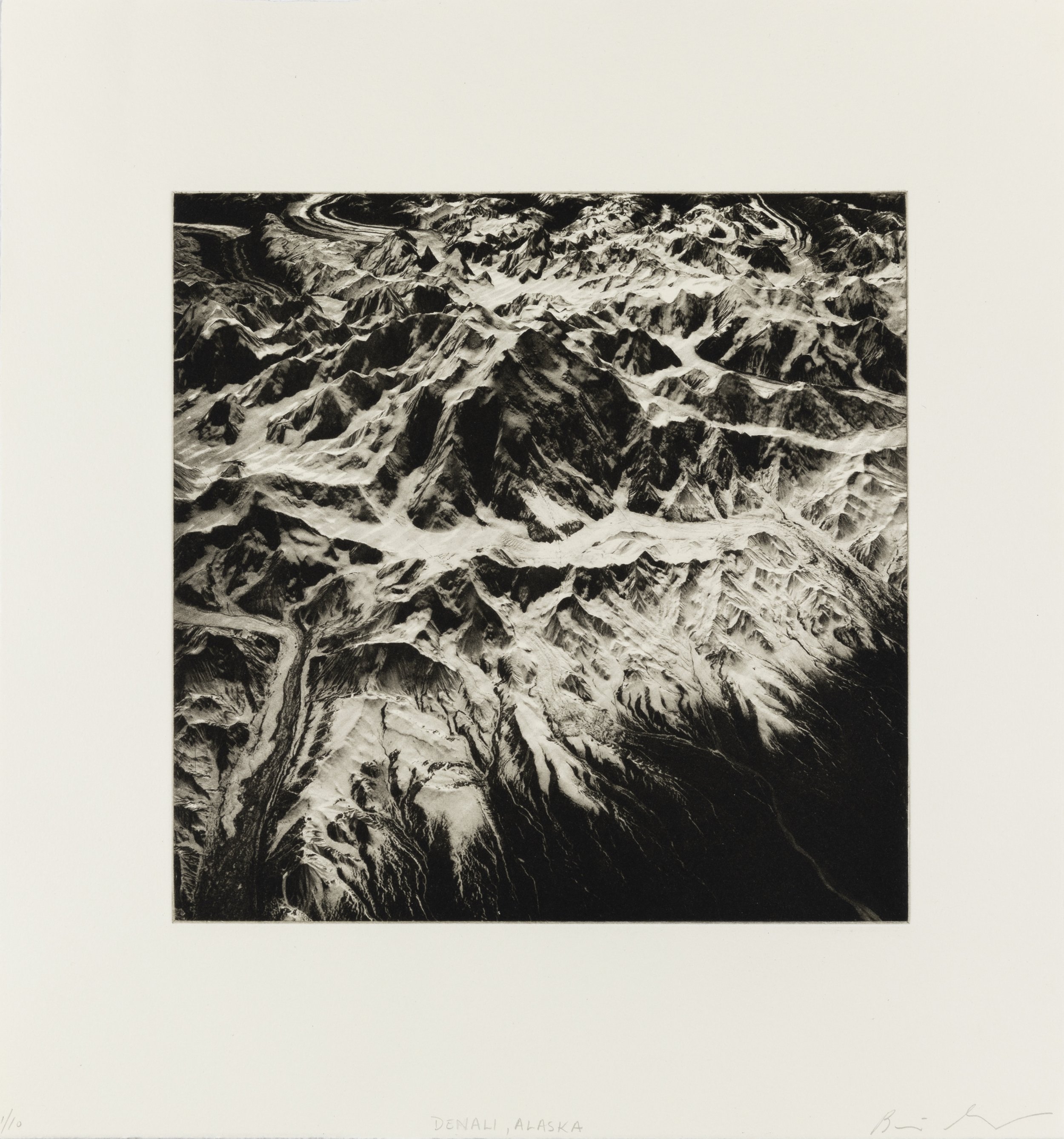    Denali, Alaska, 2021   Copperplate photogravure etching on cotton rag paper, plate size; 10.6 x 10.6, paper size; 16 x 15.5, edition 10        