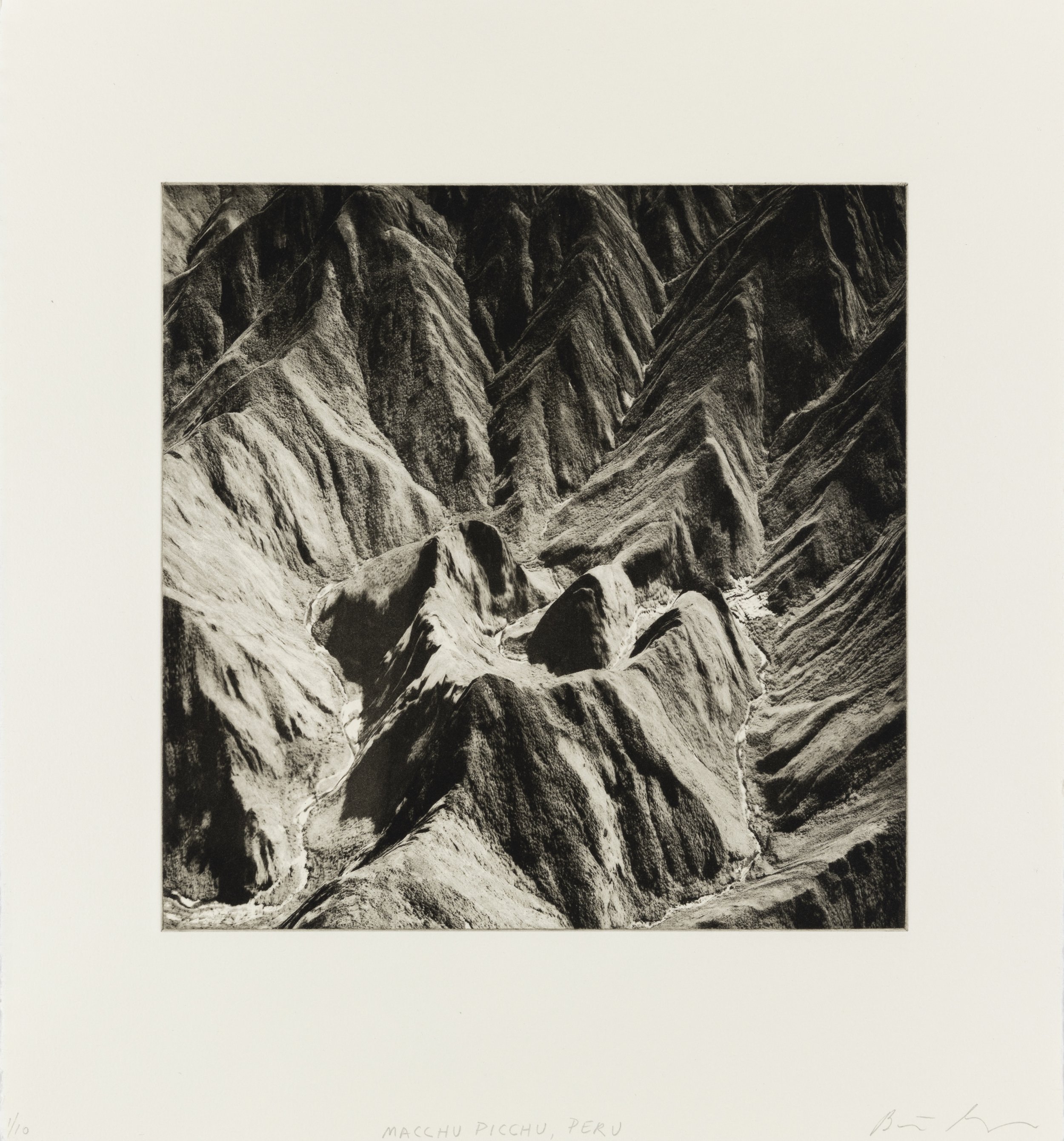    Machu Picchu, Peru, 2021   Copperplate photogravure etching on cotton rag paper, plate size; 10.6 x 10.6, paper size; 16 x 15.5, edition 10  