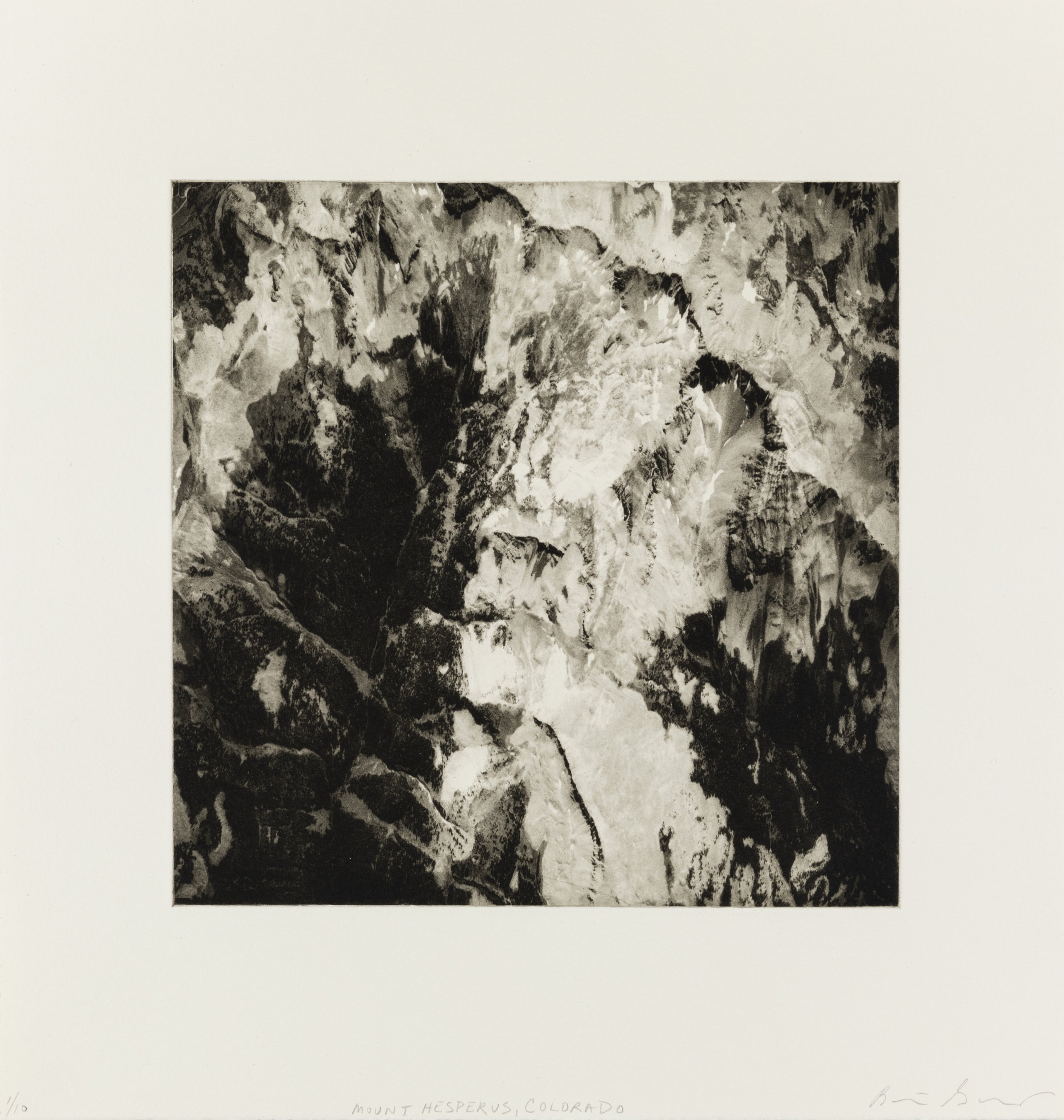    Mount Hesperus, Colorado, 2021   Copperplate photogravure etching on cotton rag paper, plate size; 10.6 x 10.6, paper size; 16 x 15.5, edition 10  