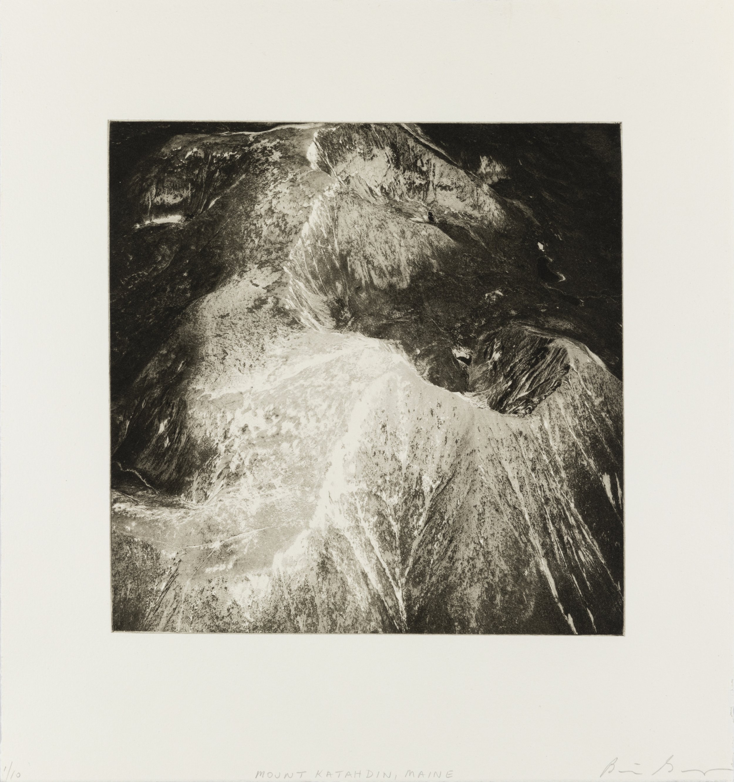    Mount Katahdin, Maine, 2021   Copperplate photogravure etching on cotton rag paper, plate size; 10.6 x 10.6, paper size; 16 x 15.5, edition 10  