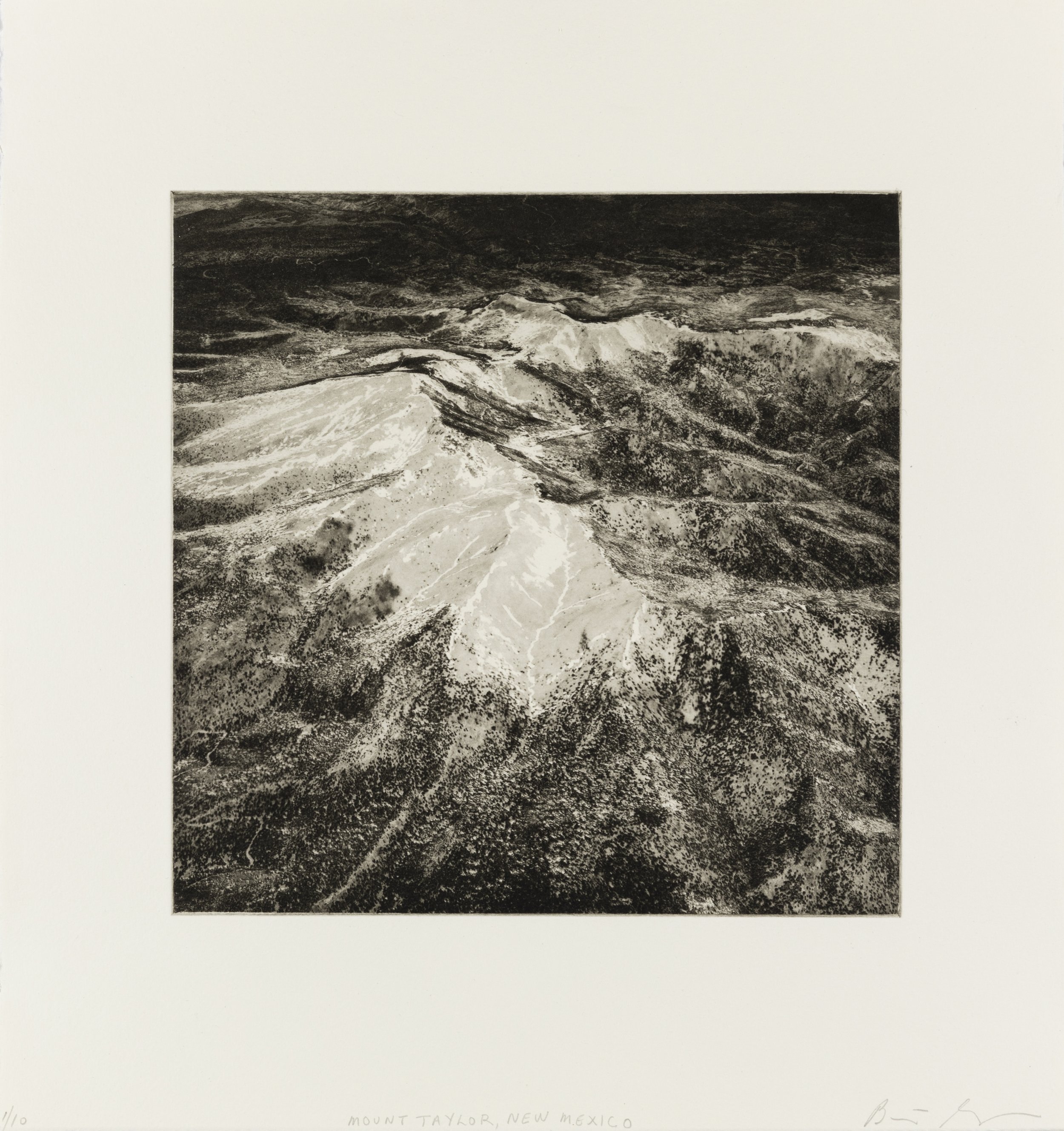    Mount Taylor, New Mexico, 2021   Copperplate photogravure etching on cotton rag paper, plate size; 10.6 x 10.6, paper size; 16 x 15.5, edition 10  