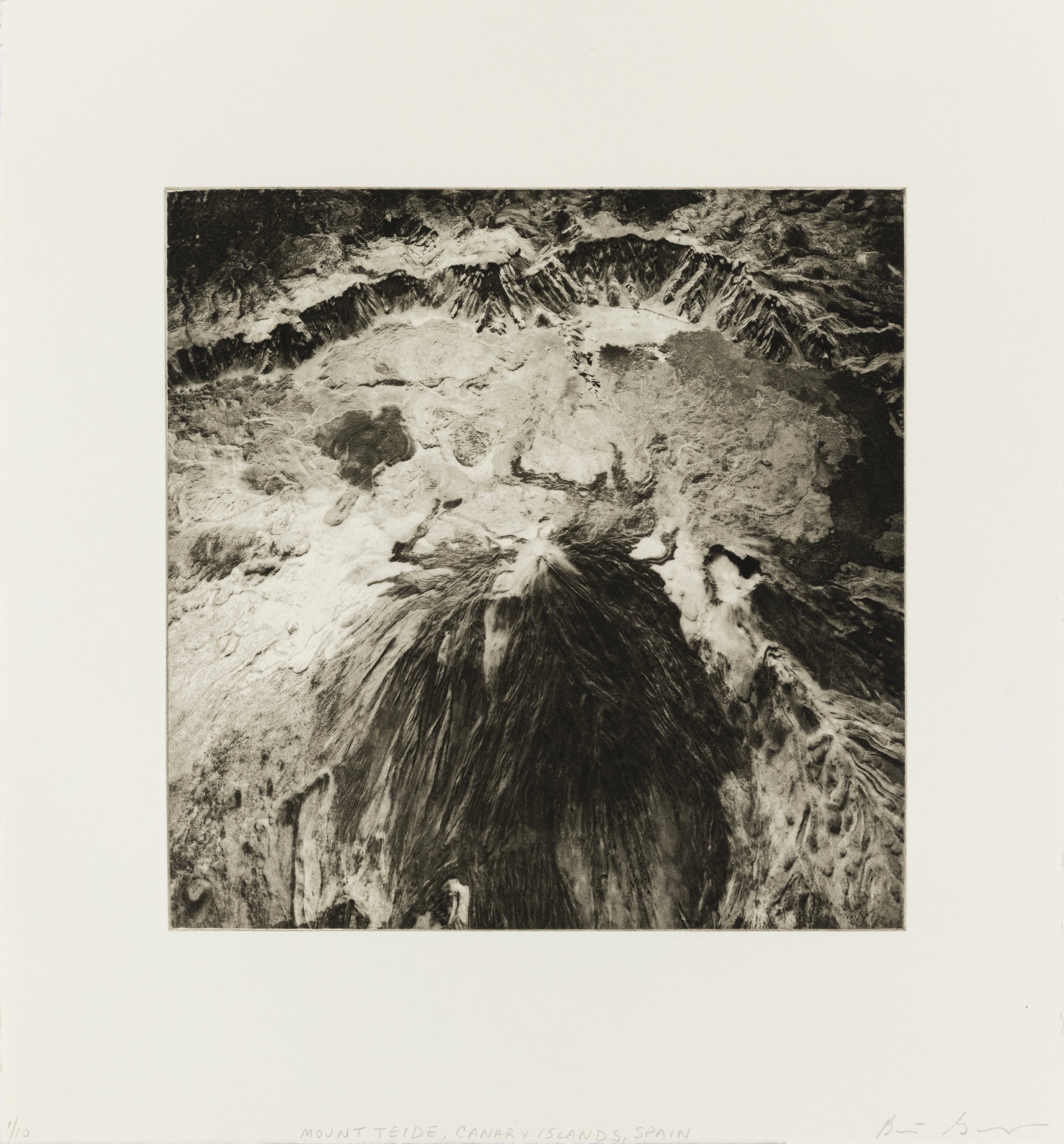   Mount Tiede, Canary Island, Spain, 2021   Copperplate photogravure etching on cotton rag paper, plate size; 10.6 x 10.6, paper size; 16 x 15.5, edition 10        