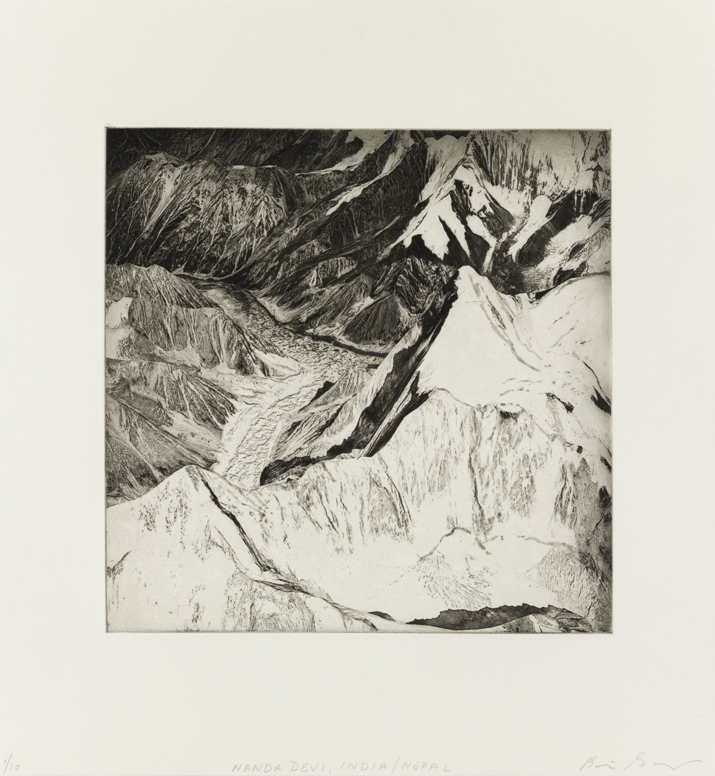    Nanda Devi, India/Nepal, 2022   Copperplate photogravure etching on cotton rag paper, plate size; 10.6 x 10.6, paper size; 16 x 15.5, edition 10  