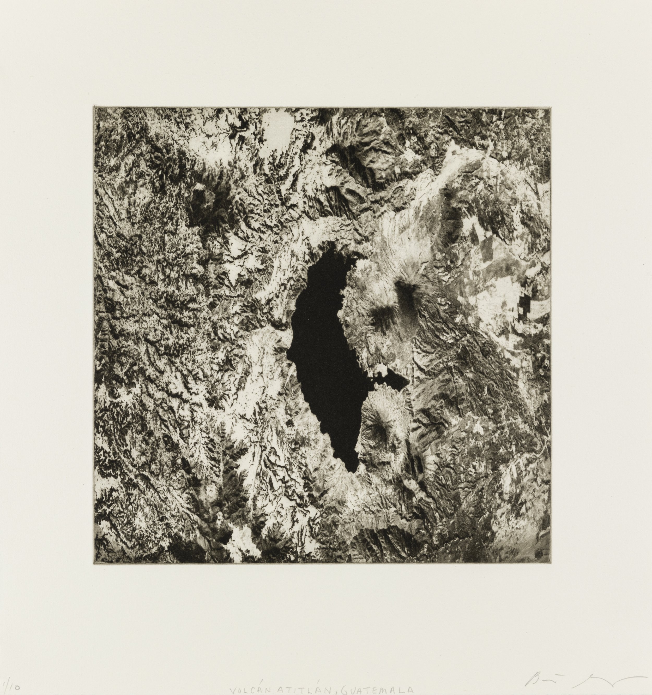    Volcan Atitlán, Guatemala, 2022   Copperplate photogravure etching on cotton rag paper, plate size; 10.6 x 10.6, paper size; 16 x 15.5, edition 10 