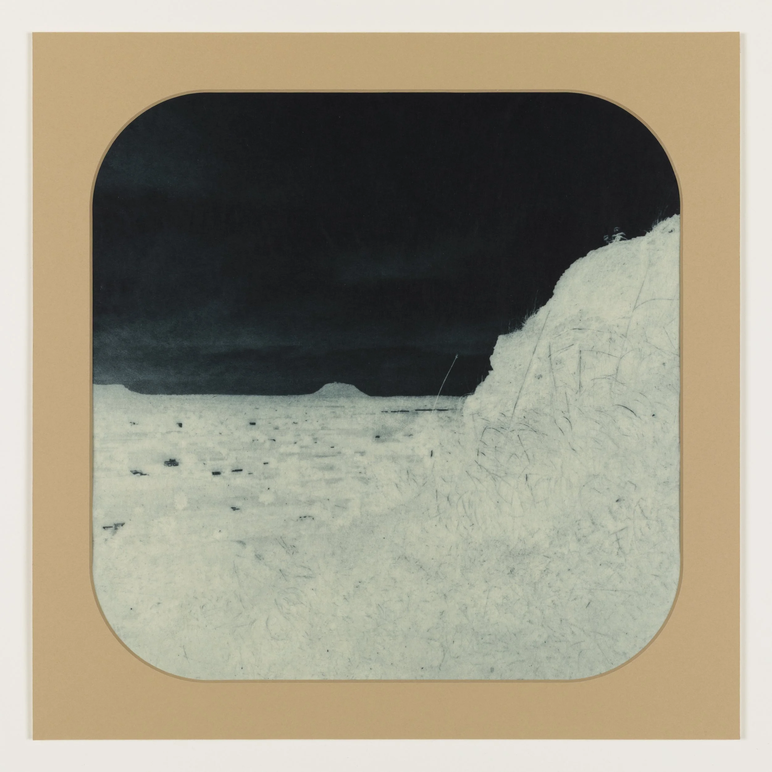    Blue Willow 6  , 2025, Photogravure on kozo in window mat, 15” x 15”, Unique  