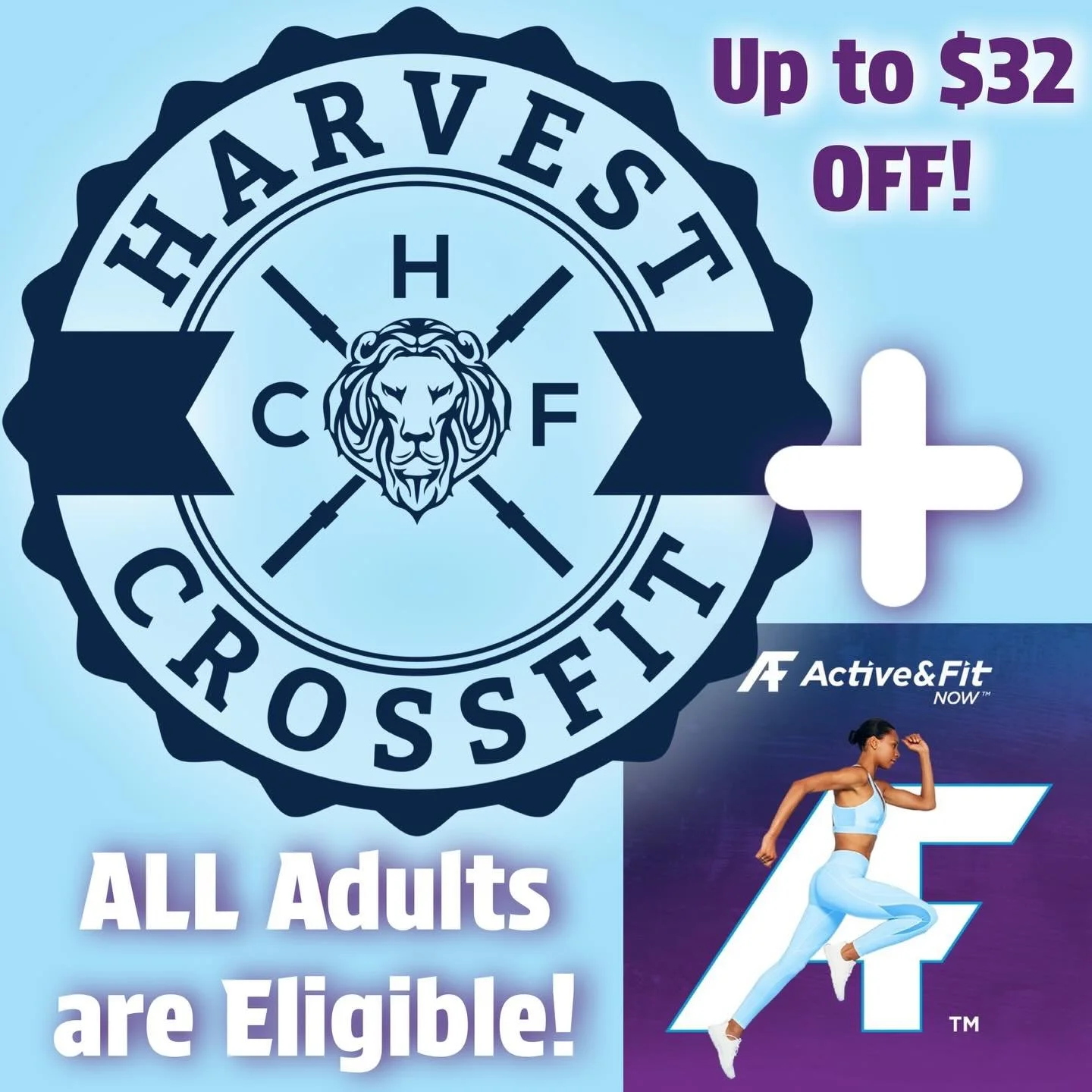 Harvest is happy to partner with Active&amp;FitNOW to give you a sweet treat of a discount! Everyone is eligible, so why not save a few bucks every month? 
Head on over to ActiveAndFitNOW.com and select Harvest as your PREMIUM gym!