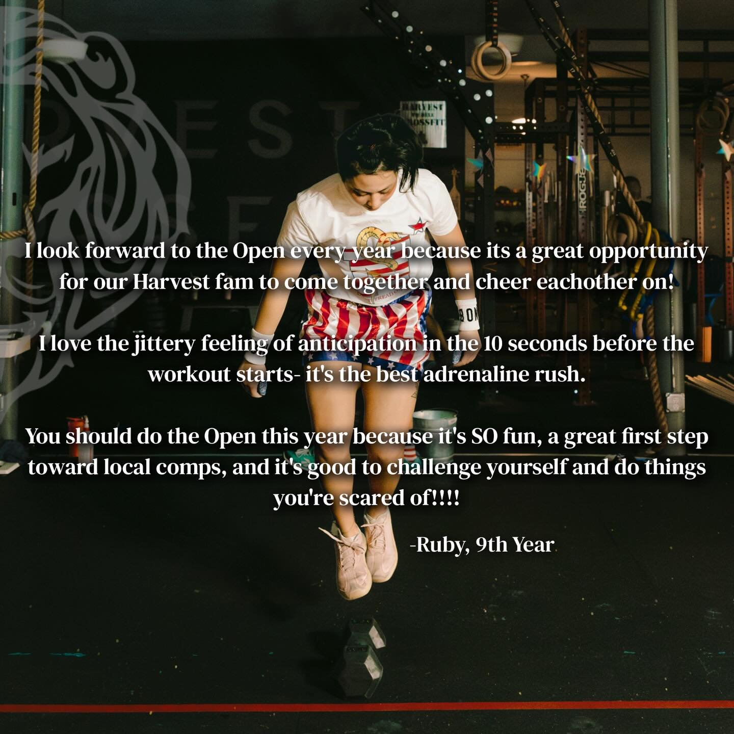 The CrossFit Open at Harvest adds a layer of intention that we don&rsquo;t carry with us daily. It invites you to take account for your fitness and let yourself, and others, celebrate it! Register at Games.CrossFit.com!