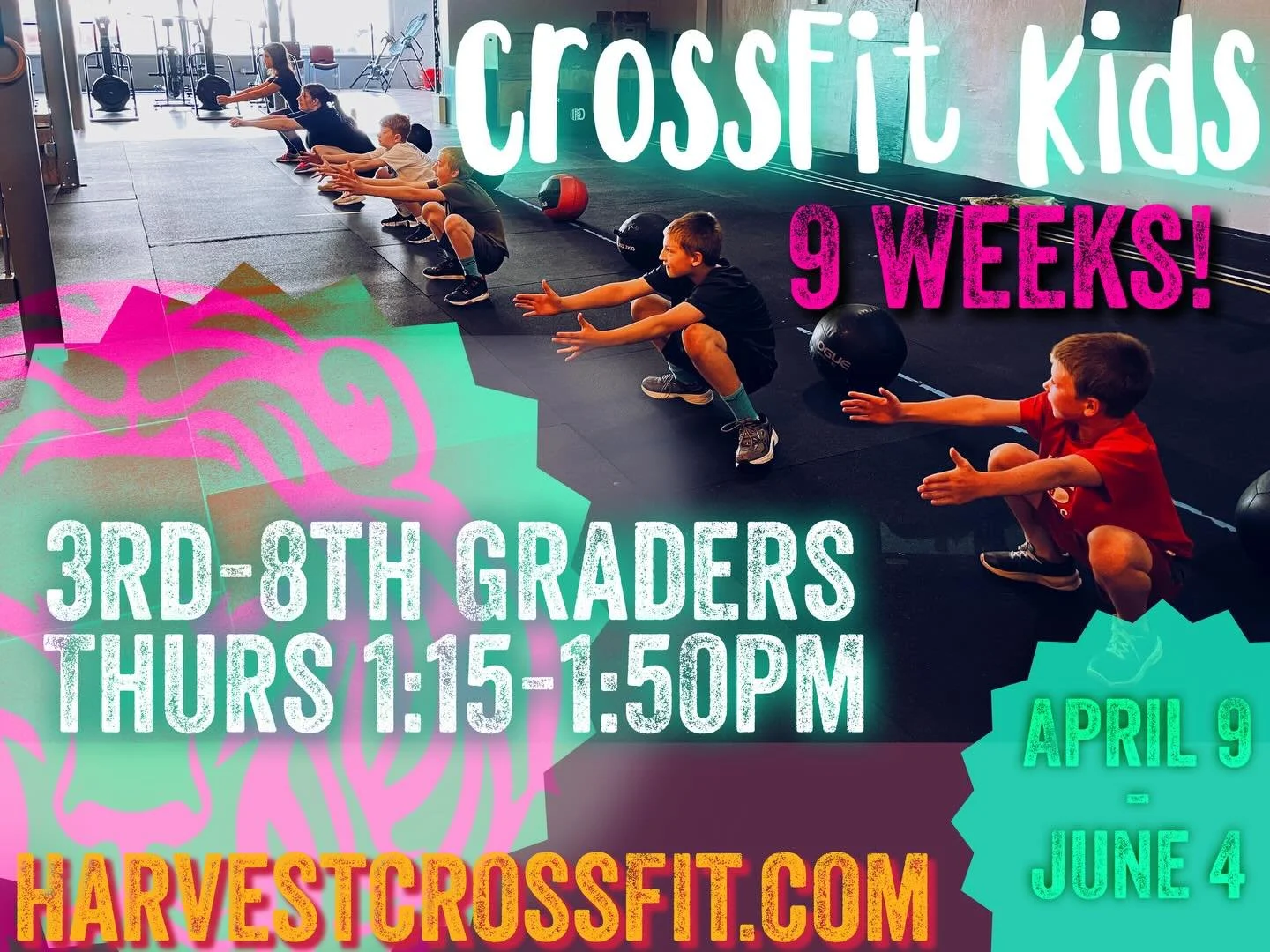 HOME SCHOOLERS! Or non-traditional-schedule students! We have a CrossFit Kids Class starting for you in April! Register at HarvestCrossFit.com!