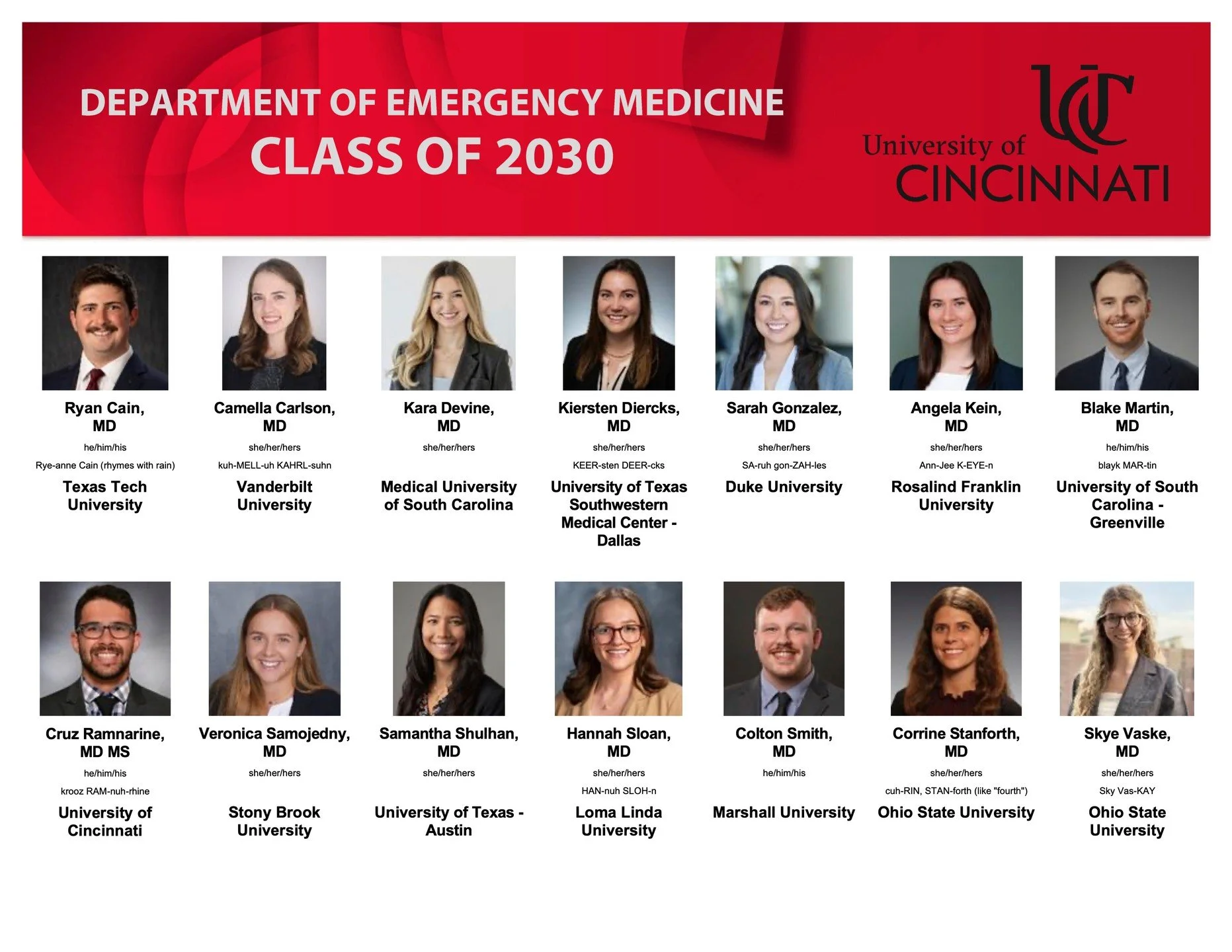 We are thrilled to match the UC EM Class of 2030 - welcome to the family!