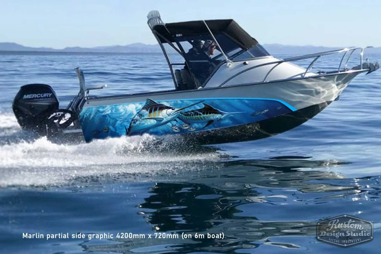 Marlin partial boat graphic wrap 4200mm x 720mm