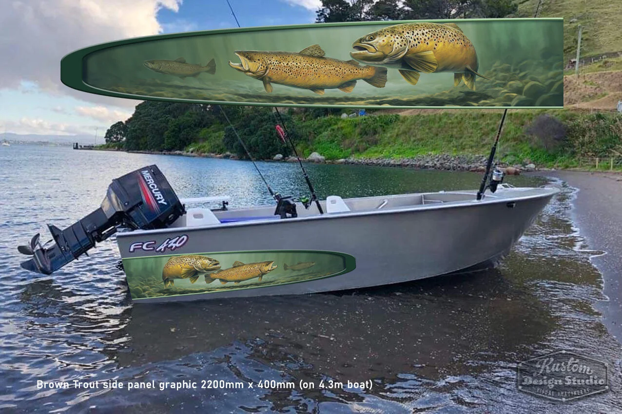 Brown Trout art side panel graphic wrap 2200mm x 400mm