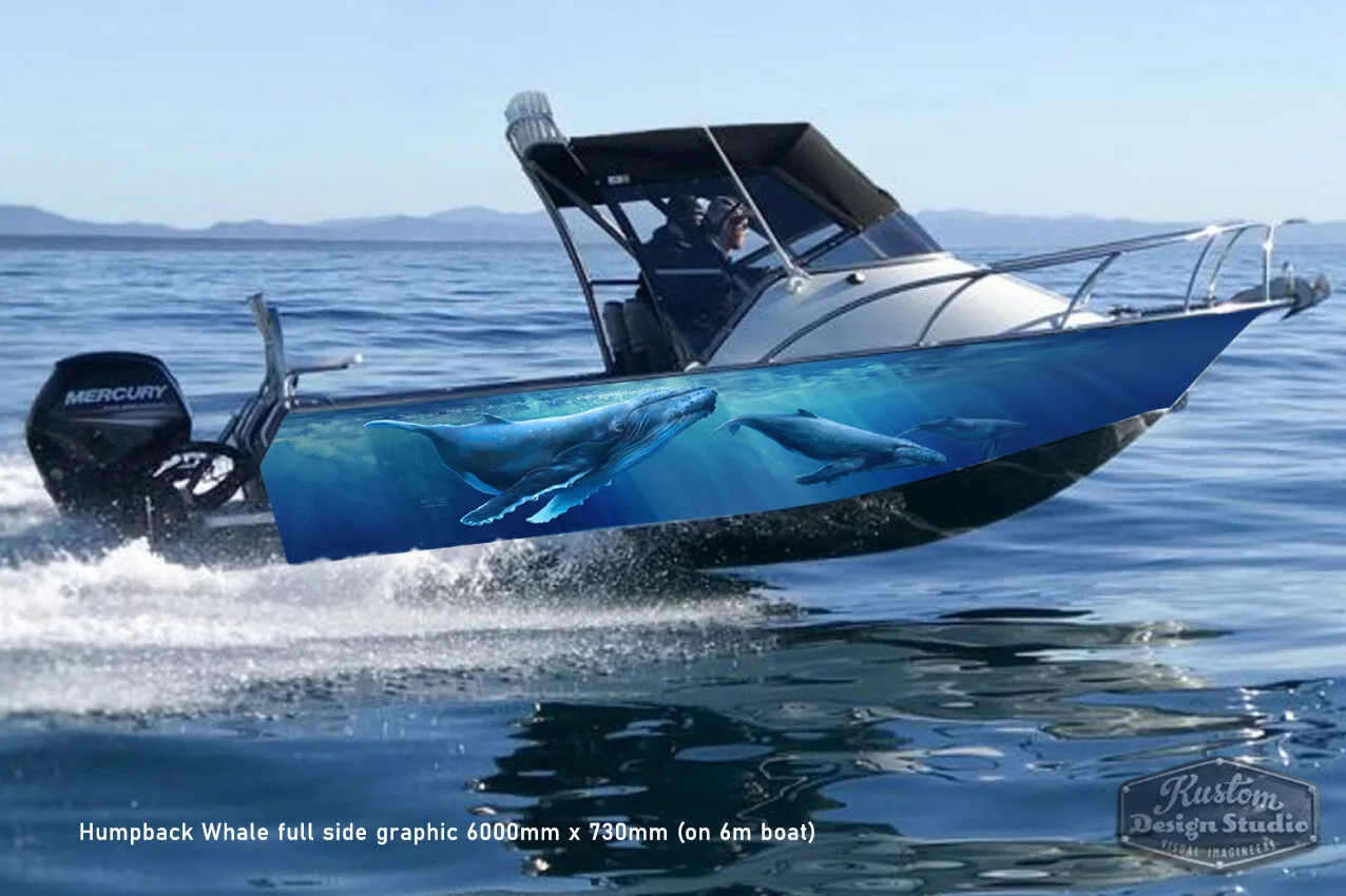 Humpback Whale art. Full hull sides graphic wrap 6000mm x 730mm