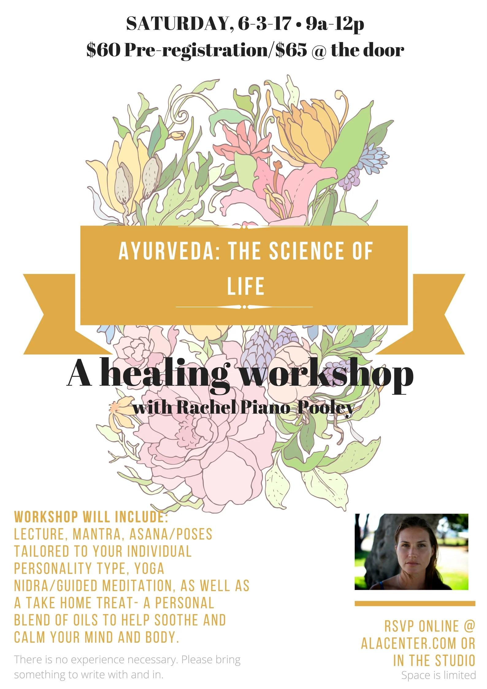 This one has a little bit for everyone- knowledge, chanting, poses that are RIGHT FOR YOU, a juicy meditation, and an individualized bottle of oil to take home and enjoy! GO HERE to register.