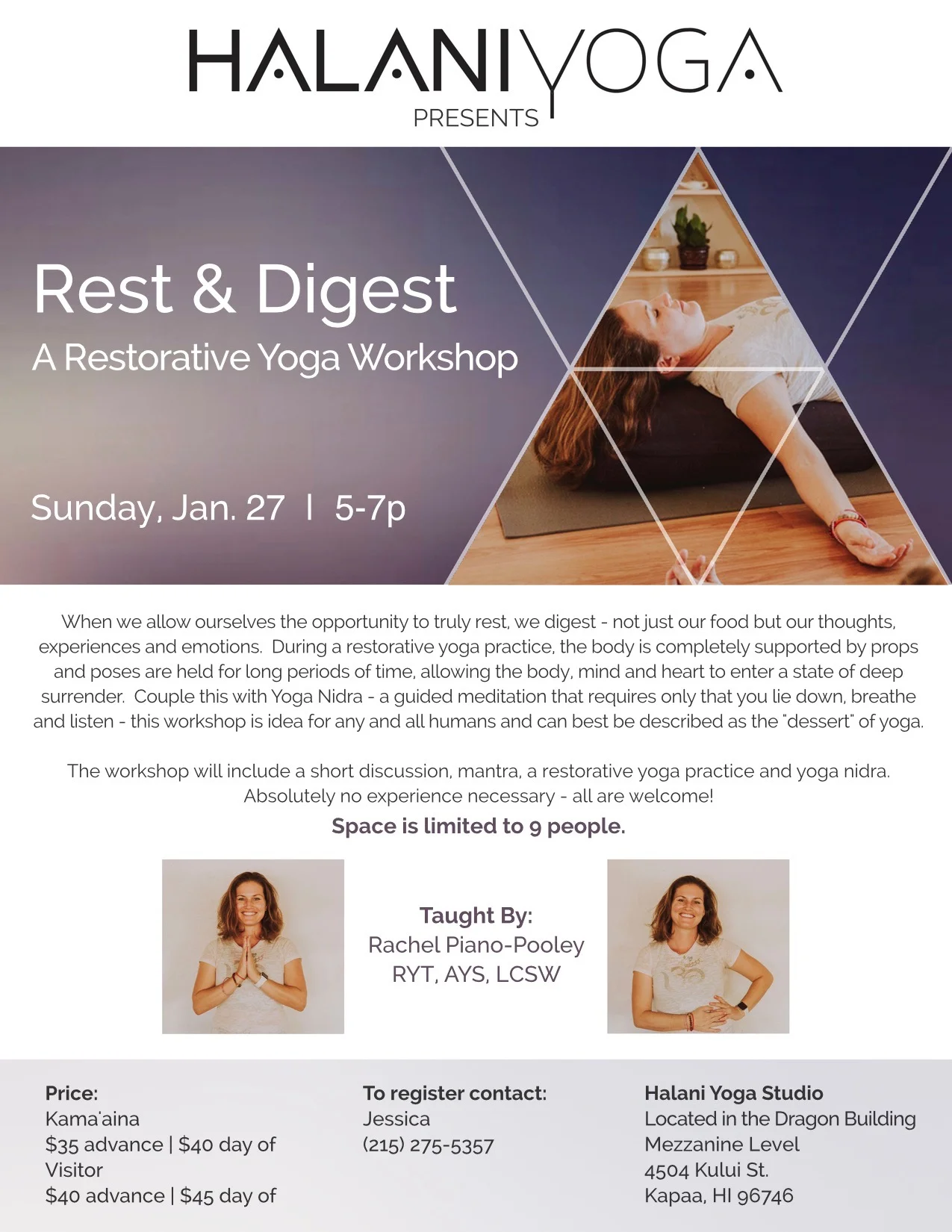 I am VERY excited to offer space for the “ultimate nervous system restoration package”- chant, rest, digest, and meditate, all while working on a goal/intention. Contact Jessica on the flier for more information. Space is limited!