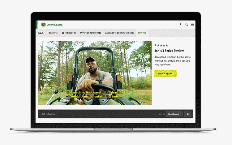  TV, digital units and print directed viewers to Deere.com, where they could watch customers review their tractors from behind the wheel. 