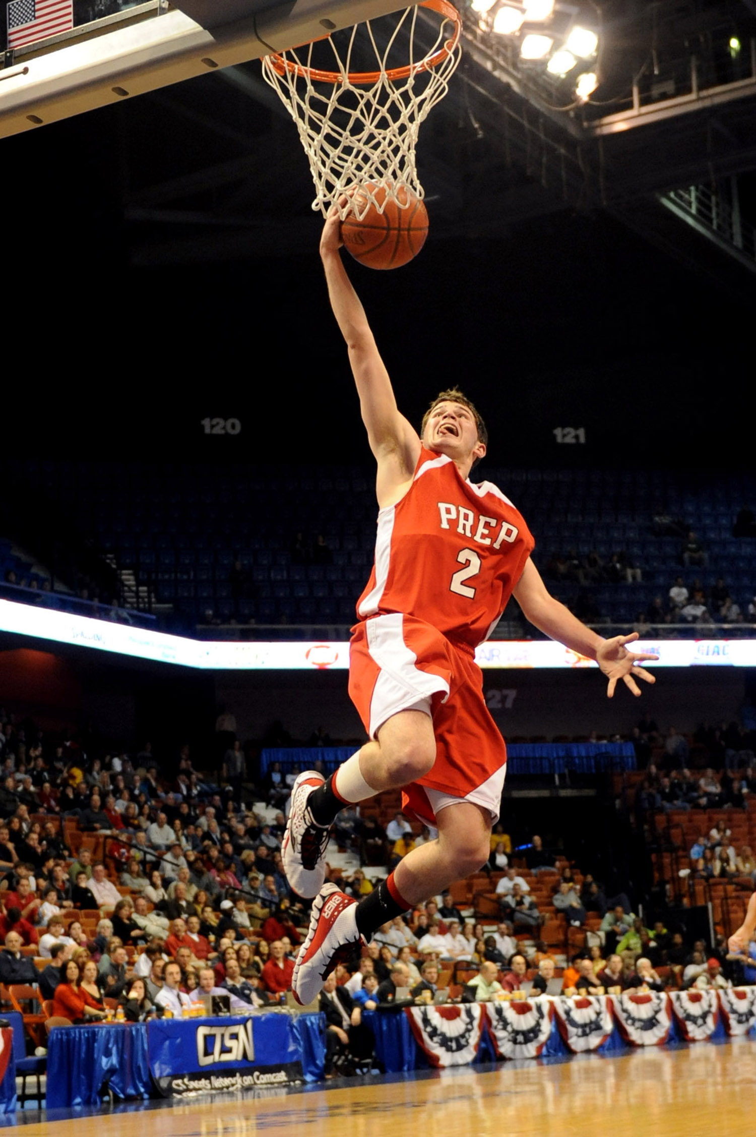  Fairfield Prep's Robbie Bier takes a shot during Saturday's Class LL State Final game at Mohegan Sun Arena on March 19, 2011. 