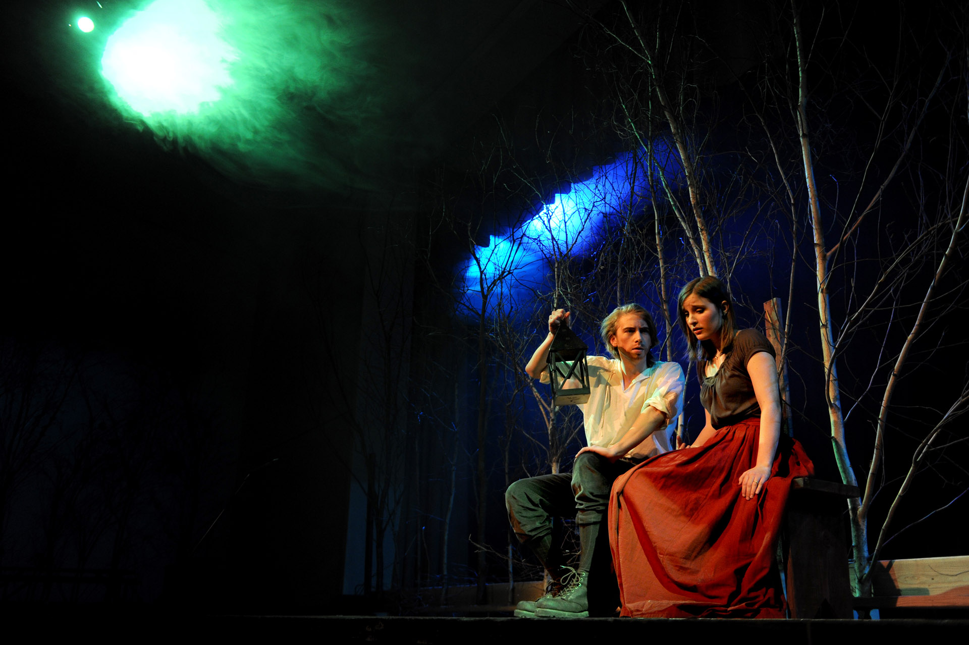 Cameron Blair plays John Proctor and Allie Lemeikle plays Abigail Williams during a dress rehearsal of the play "The Crucible" at Brien McMahon High School December 14, 2010.