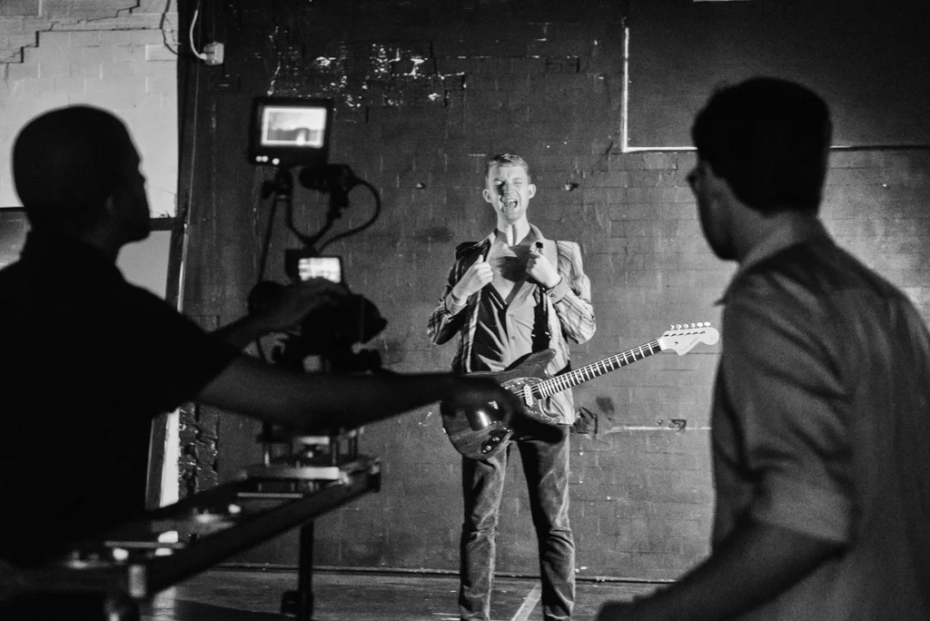 Bobby Cardos of Doubting Thomas Cruise Control during a music video taping at Downtown Community Television Center in Manhattan 
