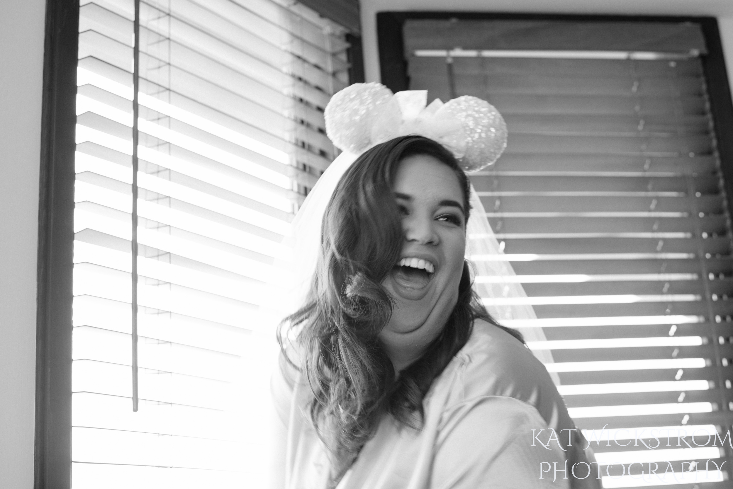 bride with disney mickey mouse ears