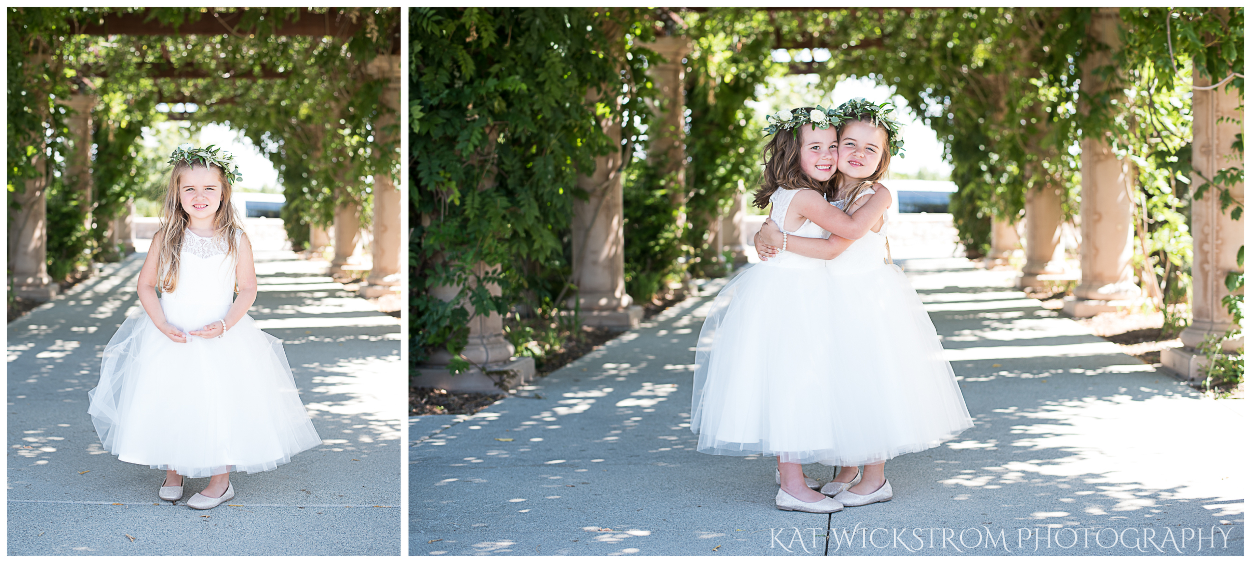 How adorable are these flower girls looking like princesses under the winery vines?!