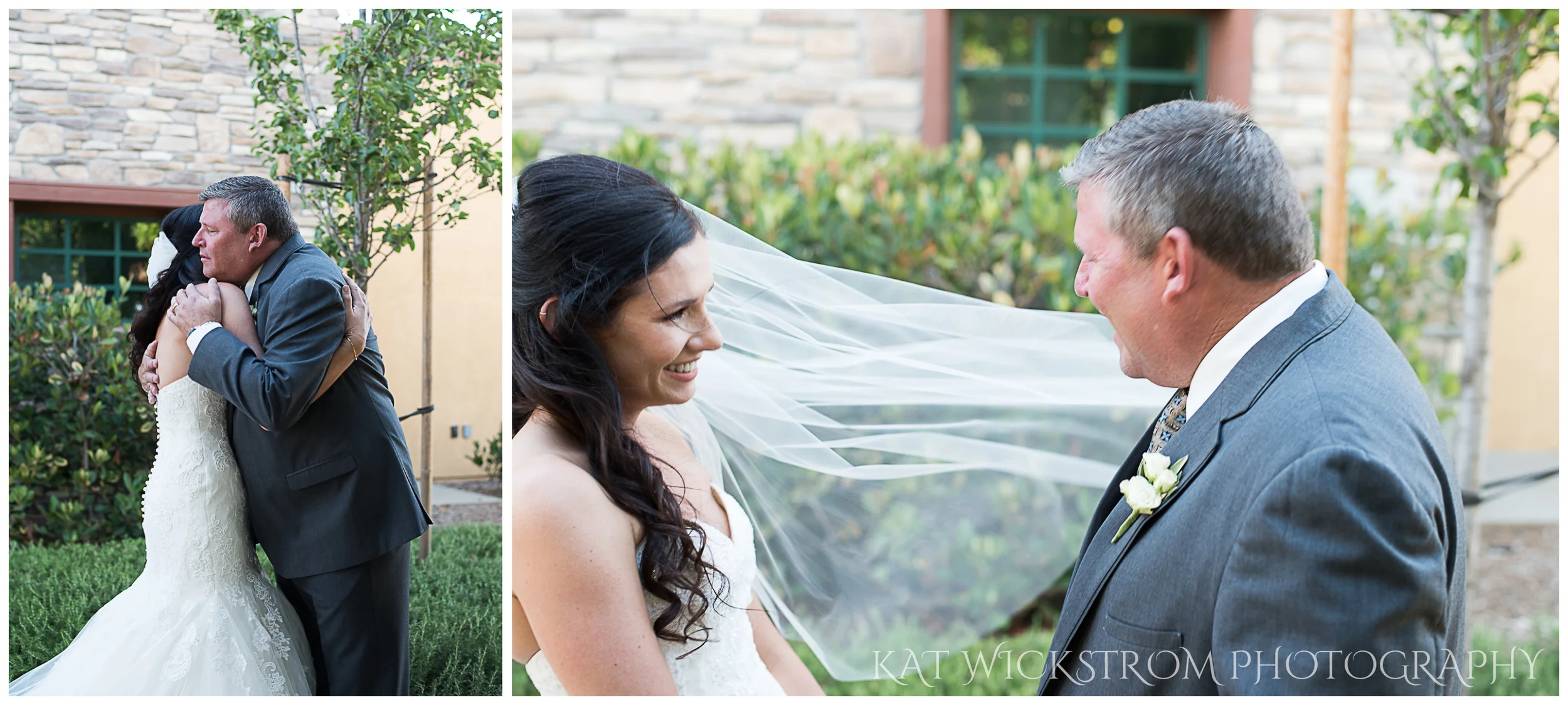 father and daughter on wedding day