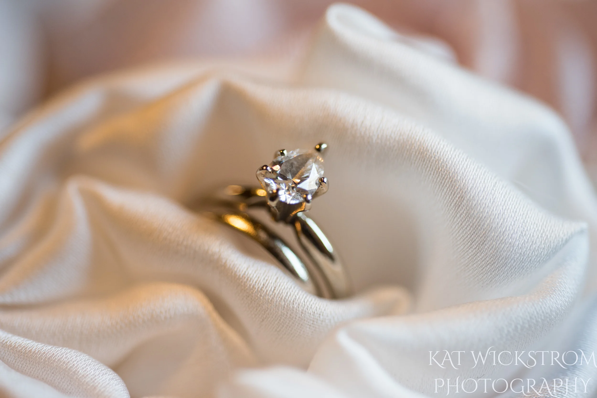 My wedding rings in my fabric flower bouquet that I walked down the aisle with.