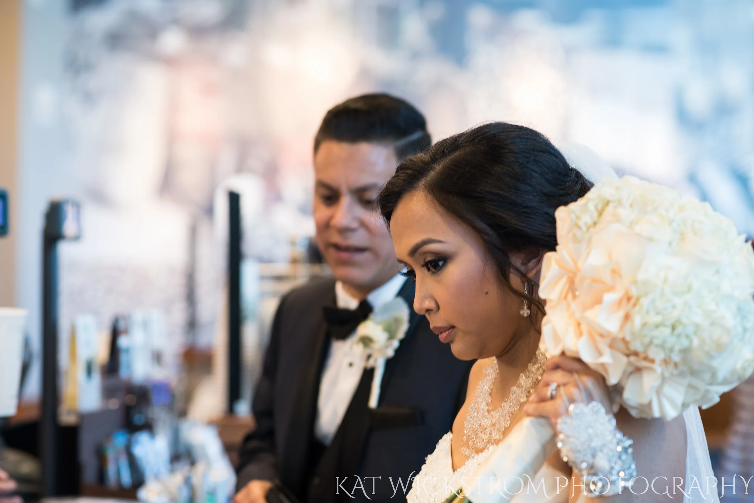 Did I mention the bride and groom stopped into Starbucks on their way back into the reception? Gotta have your coffee girl!